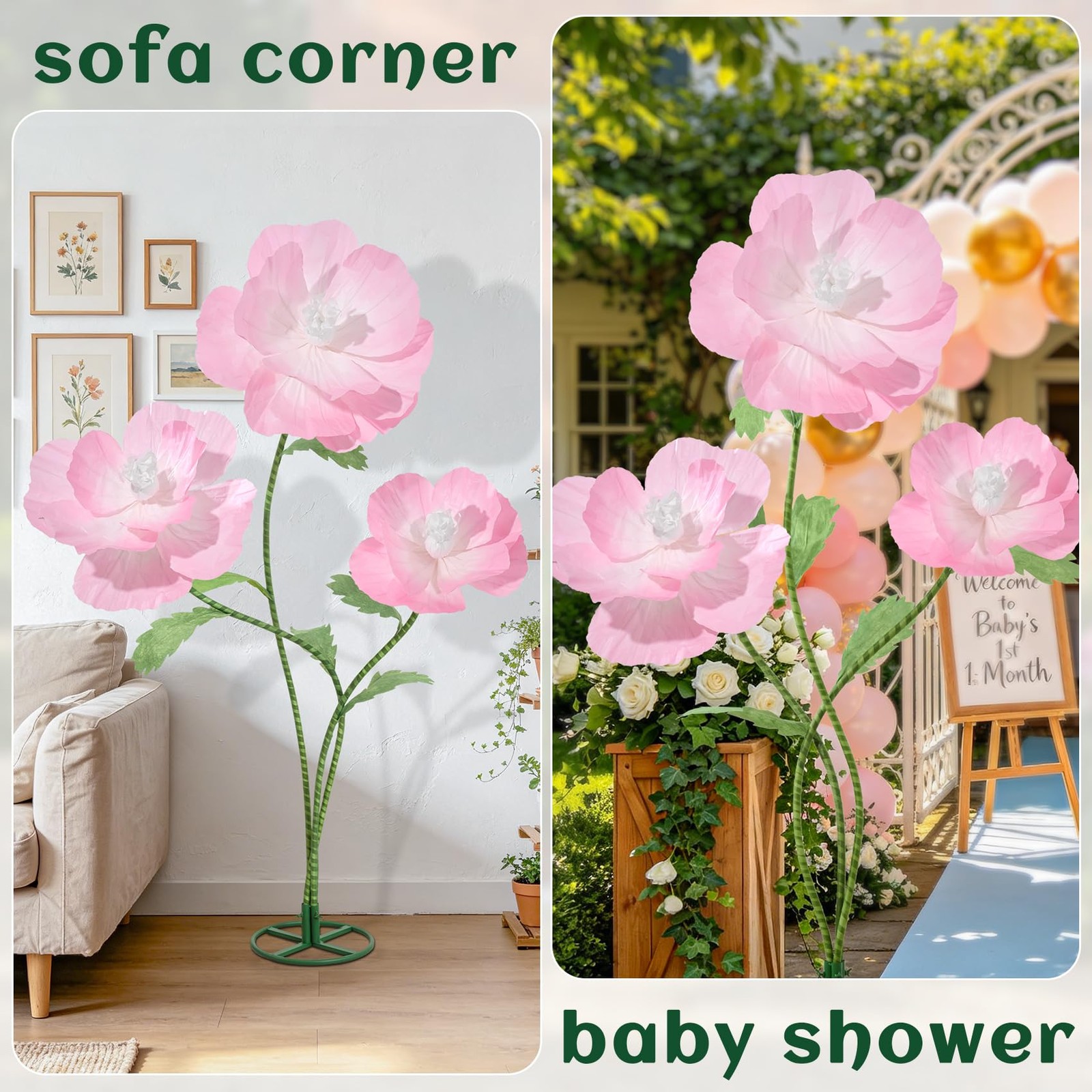 5.6 Ft Giant Flowers for Decoration with Stand 3Pcs Giant Flowers for Wedding…