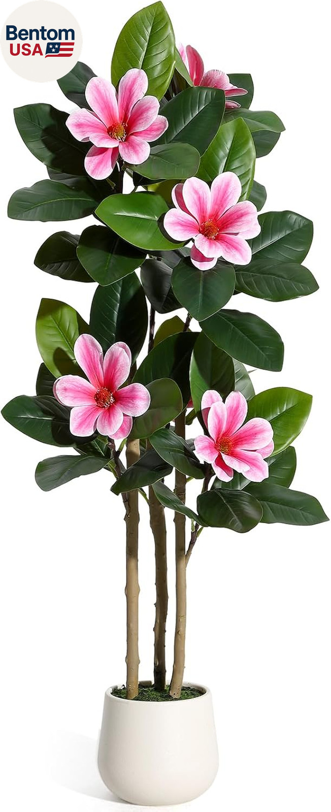 Faux Rubber Tree, 48 Inch Artificial Plants Indoor with Real Touch Leaves and Mu