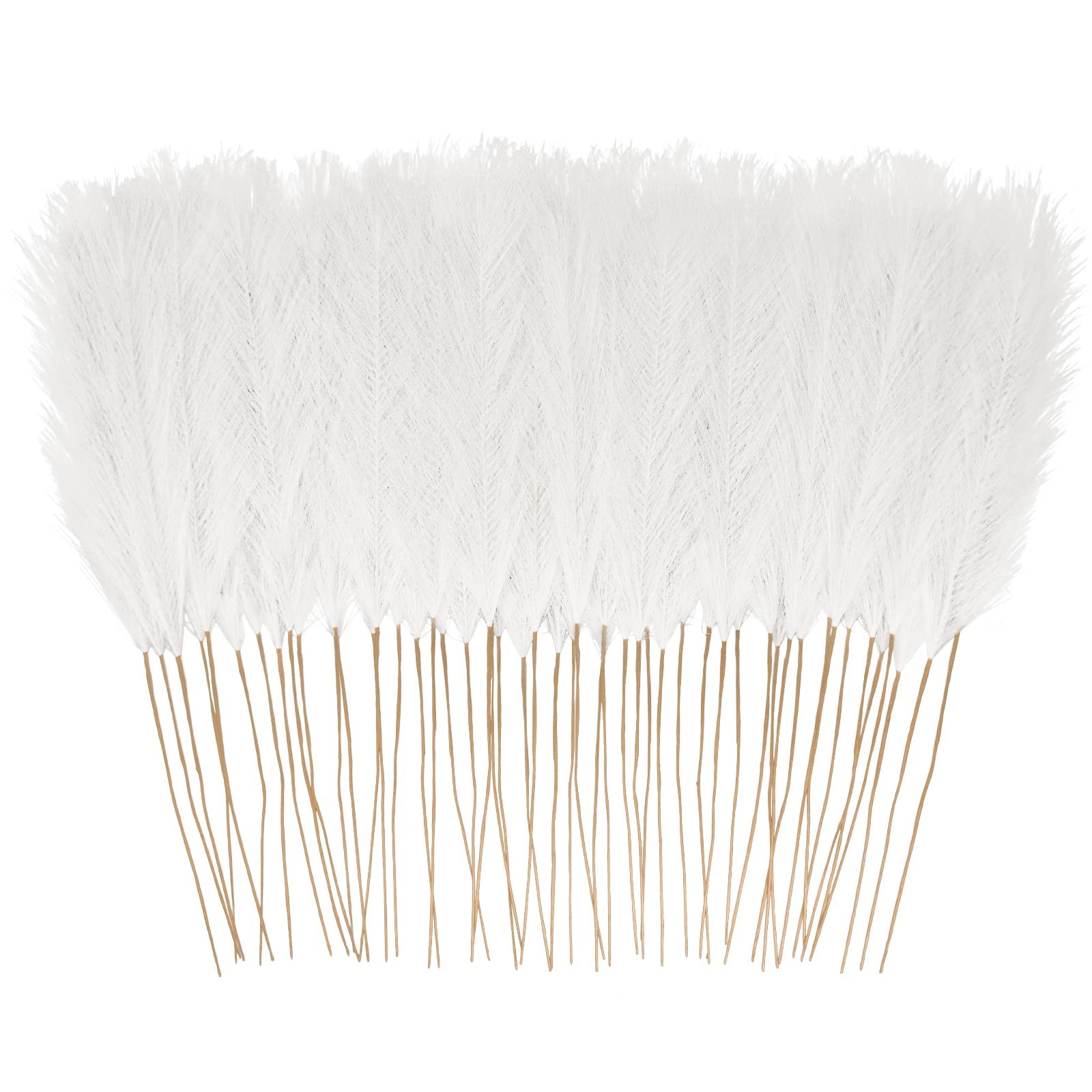 50pcs White Faux Pampas Grass Decor, 21.6″ Short Artificial Pompous Grass Flo…