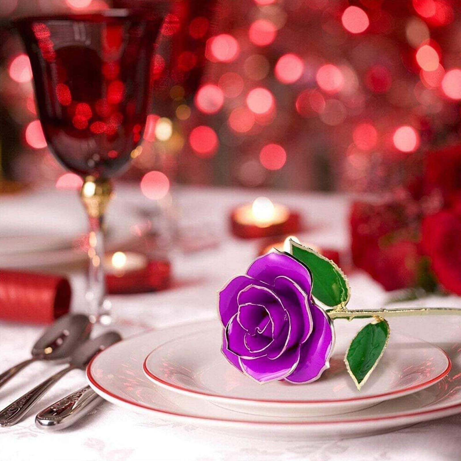 Valentines Day Gifts for Her, Real Rose Dipped in 24K Gold, Preserved Rose Fl…