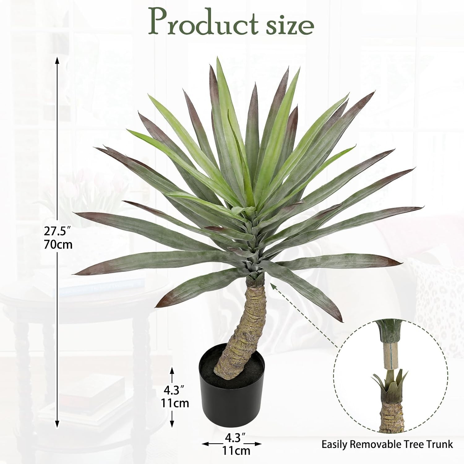 Large Agave Plants Artificial 27.5in Tall Fake Potted Agave Plant Indoor Faux…