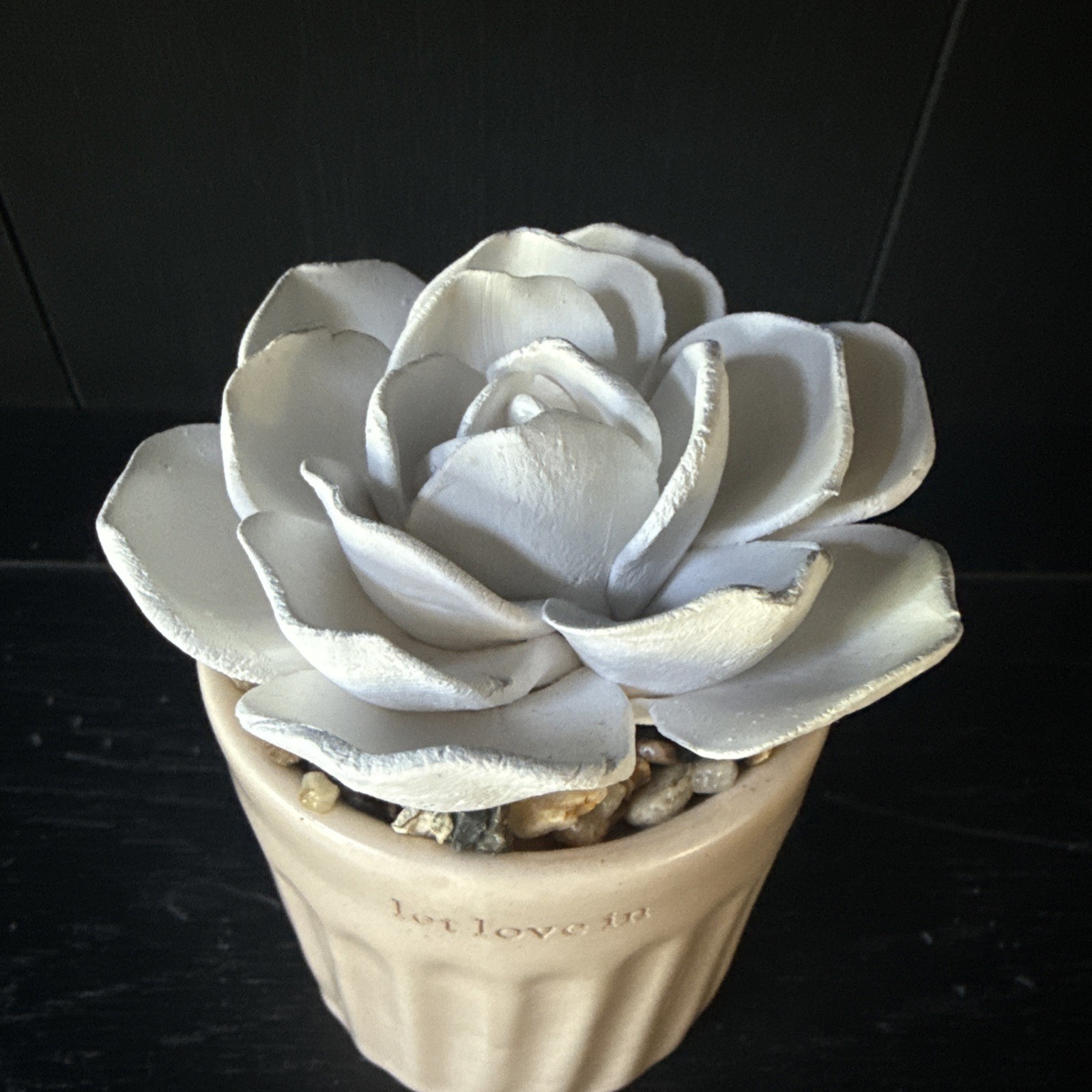 Beige Ceramic Succulent Indoor Decor Stoneware Oil Diffuser Let Love In Demdaco