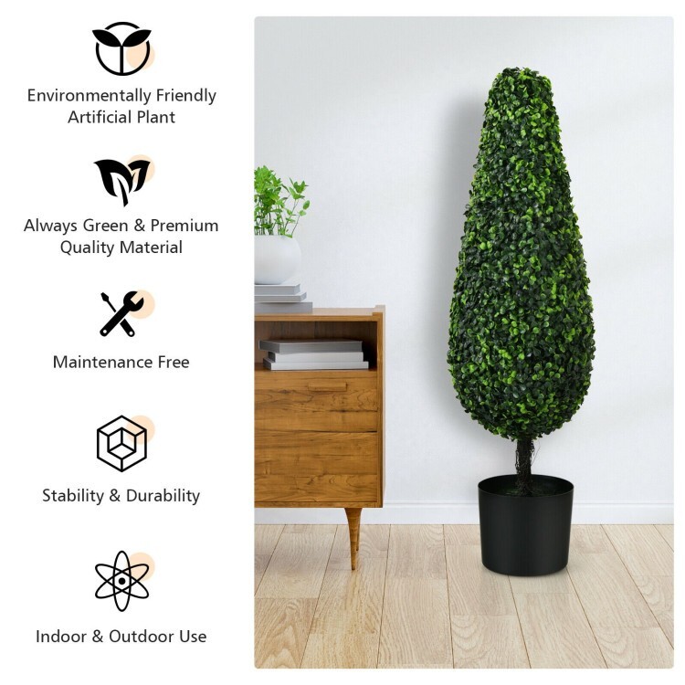 2 Pack Artificial Tower 3FT Topiary Tree UV Resistant Indoor Outdoor Office Tree