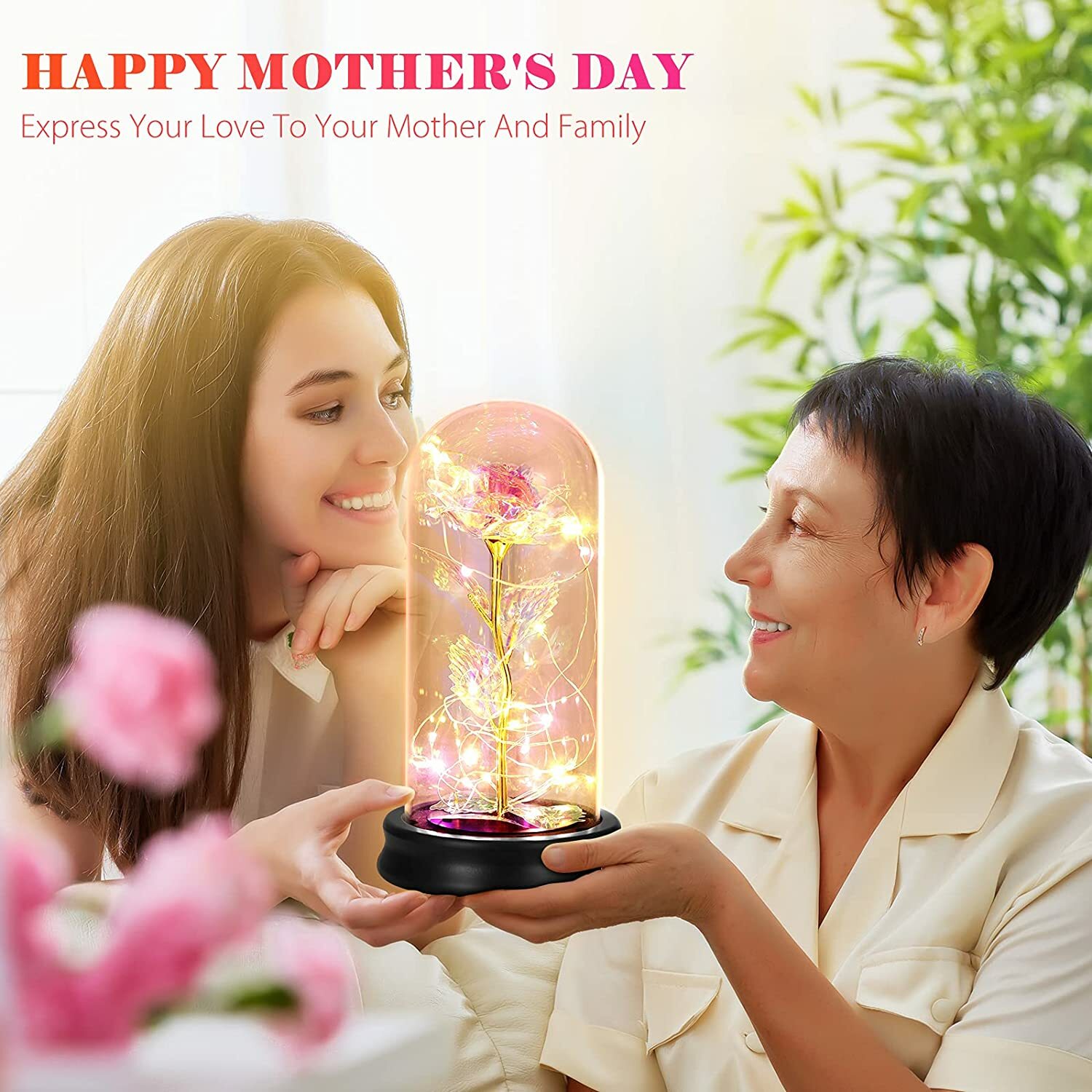 Mother’s Day for Mom Colorful Artificial Flower Rose Led Light String On The Col
