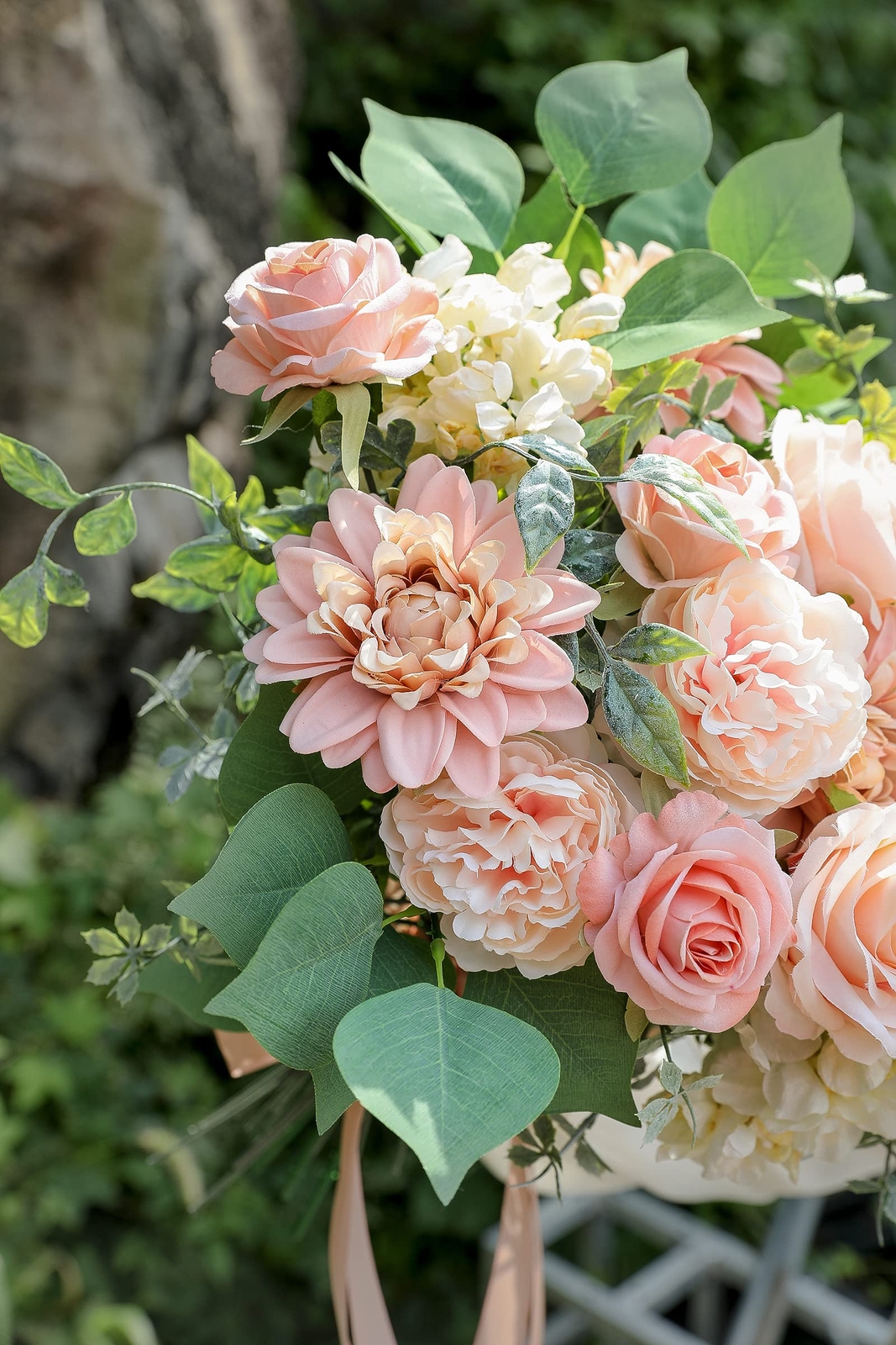 Artificial Flowers Combo Box Gradient Color with Stems DIY Decorations Peach