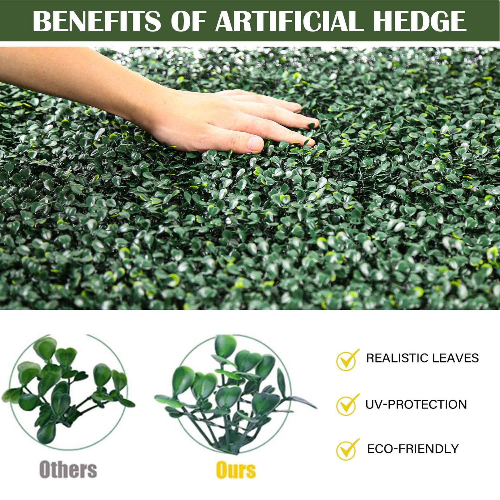 12PCS 10″x 10″ Artificial Boxwood Wall Panels, UV-Anti Grass Wall Hedge Plant…