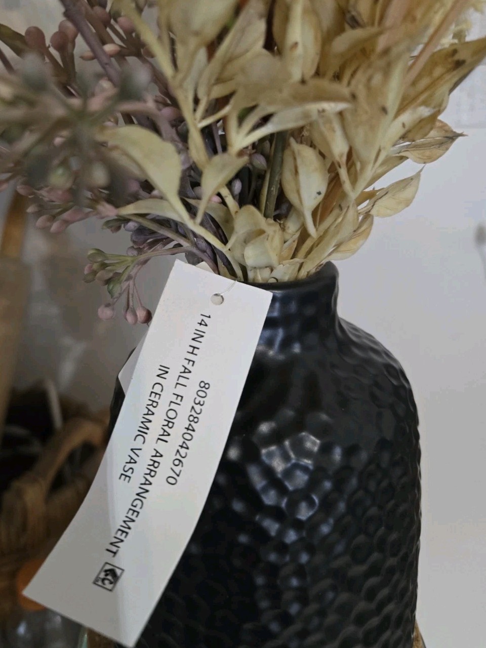 Fall Artificial Floral Arrangement In Black Ceramic Vase Design