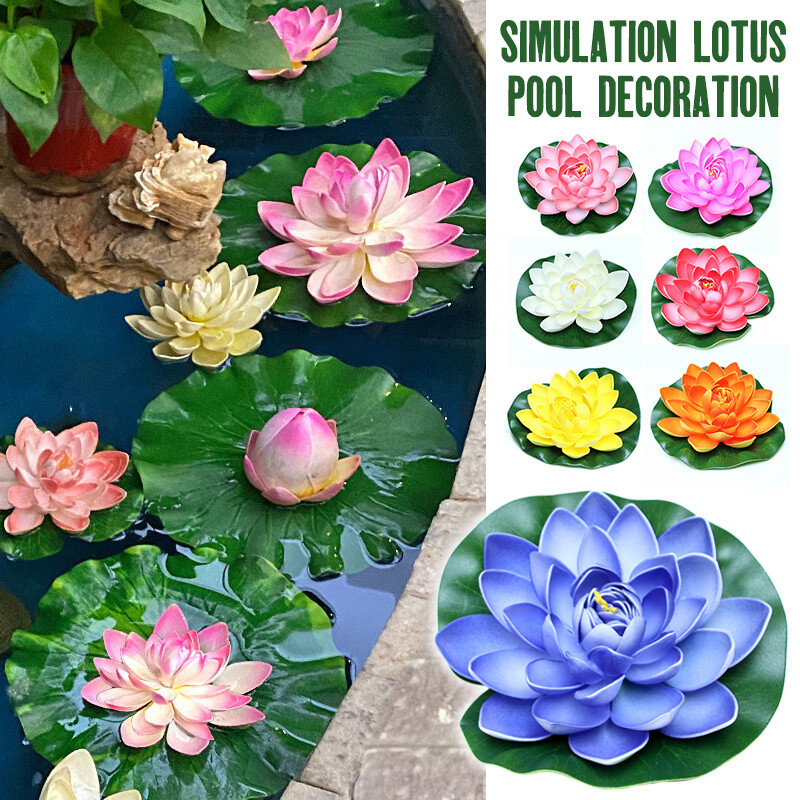 Floating Lotus Artificial Flower Home Garden Pool Decoration Fake Plant Decor
