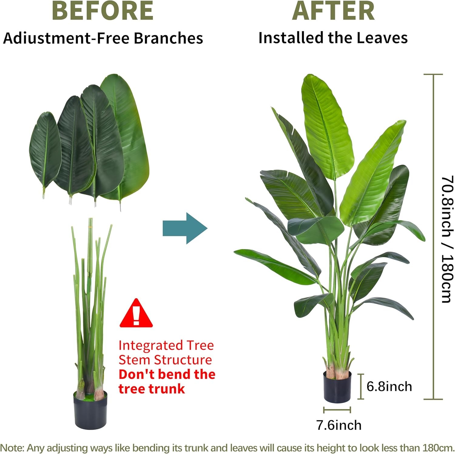 Artificial Bird of Paradise Plant Fake Tree with Realistic Leaves and Durable P