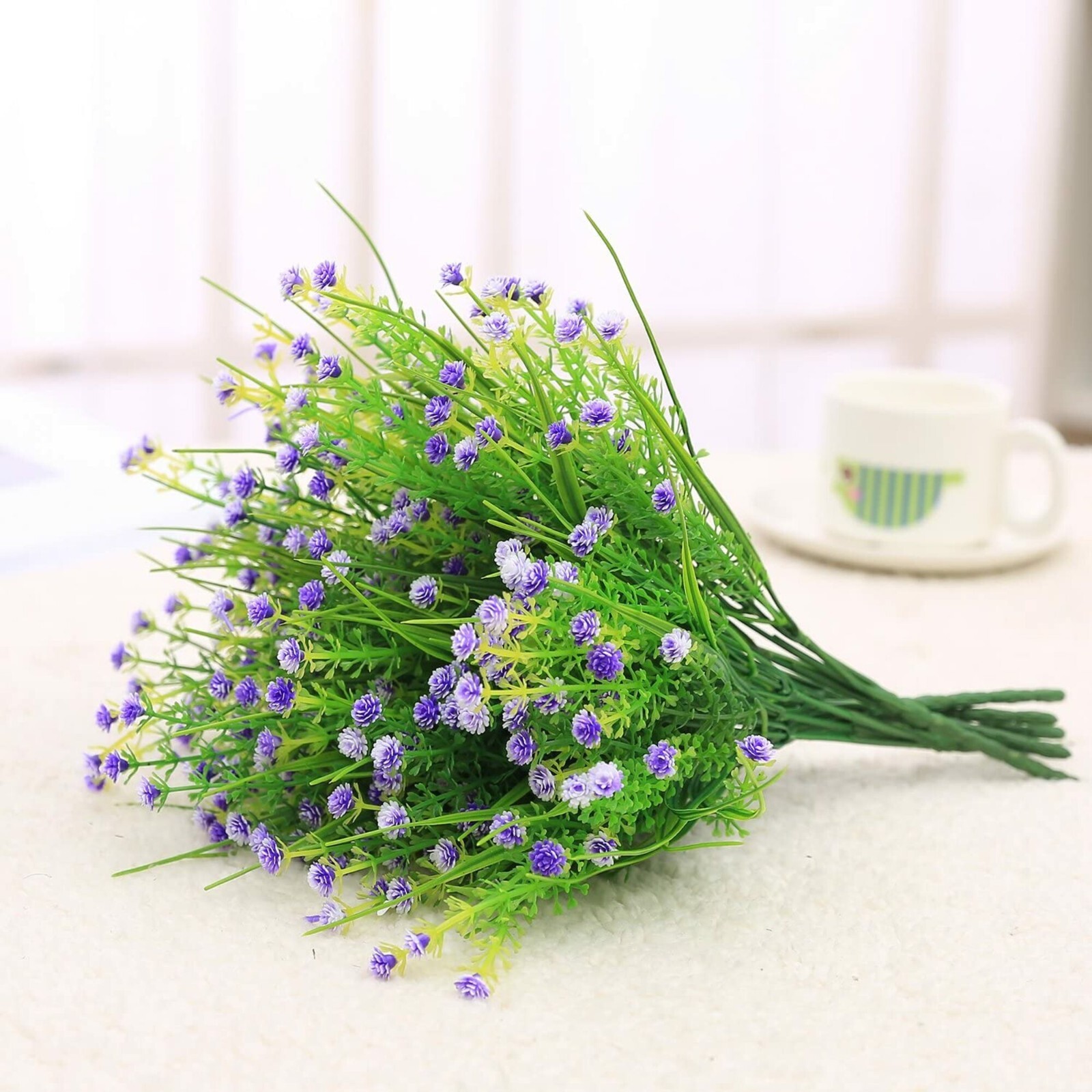 Outdoor Indoor Artificial Flowers Baby Breath Fake Flowers UV Resistant Purple