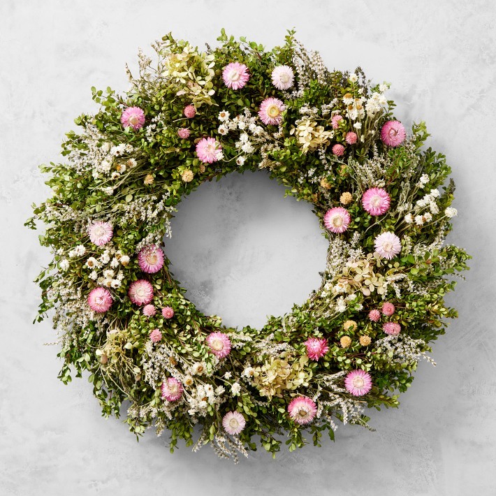 Famille Rose Live Wreath – Spring Florals-Williams Sonoma|35383