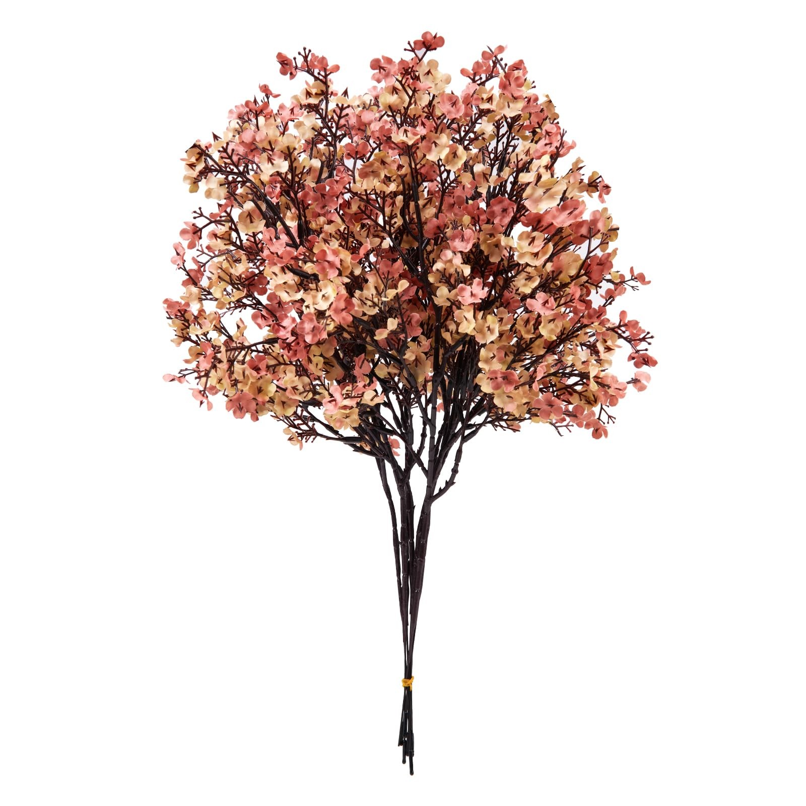 8Pcs Beige Brown Baby’s Breath Artificial Flowers,Fabric Cloth Faux Babys Bre…