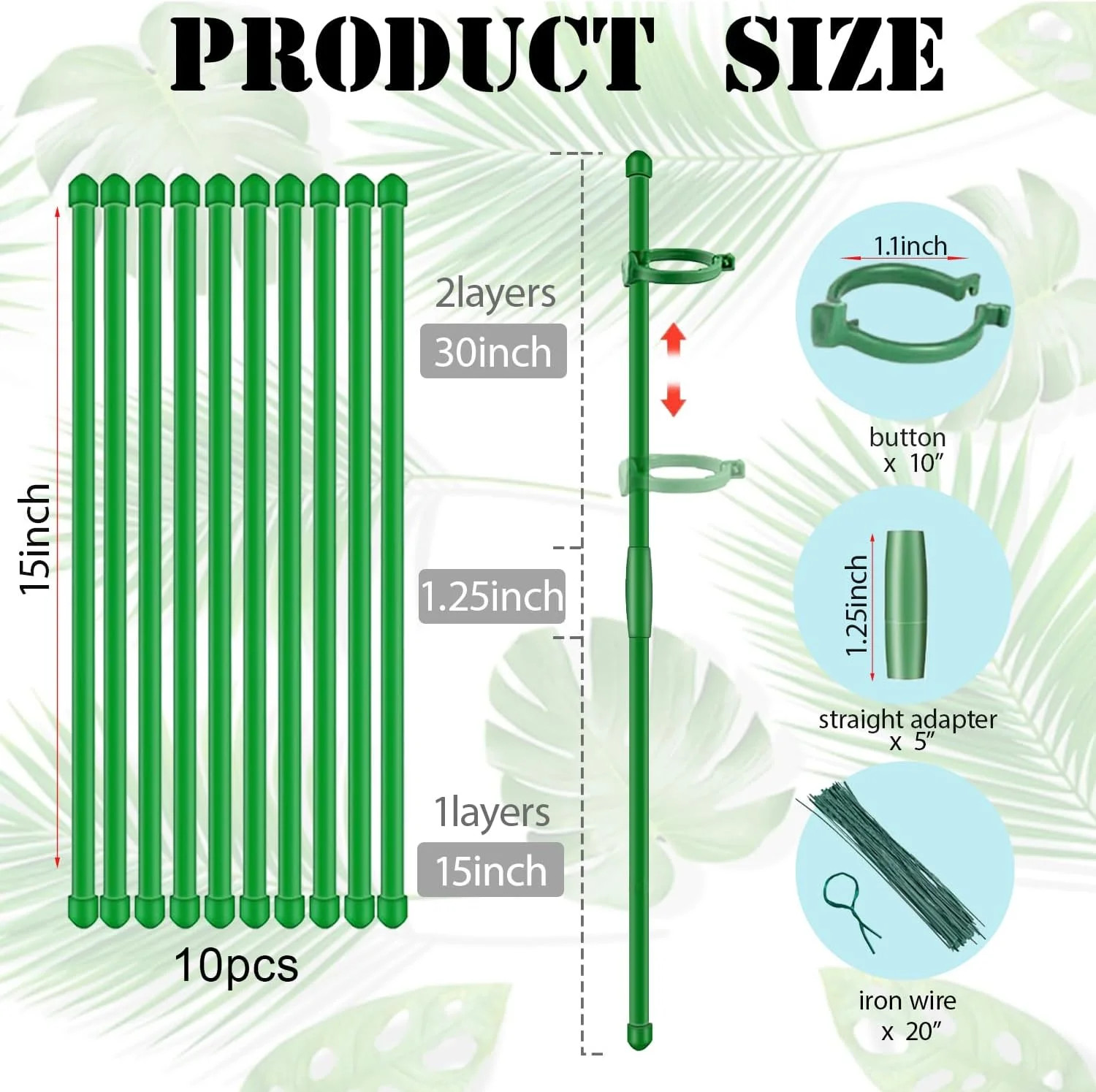 Plant Stakes,MAFONE 10Pcs 15In Monstera Plant Support Orchid Sticks Extended to