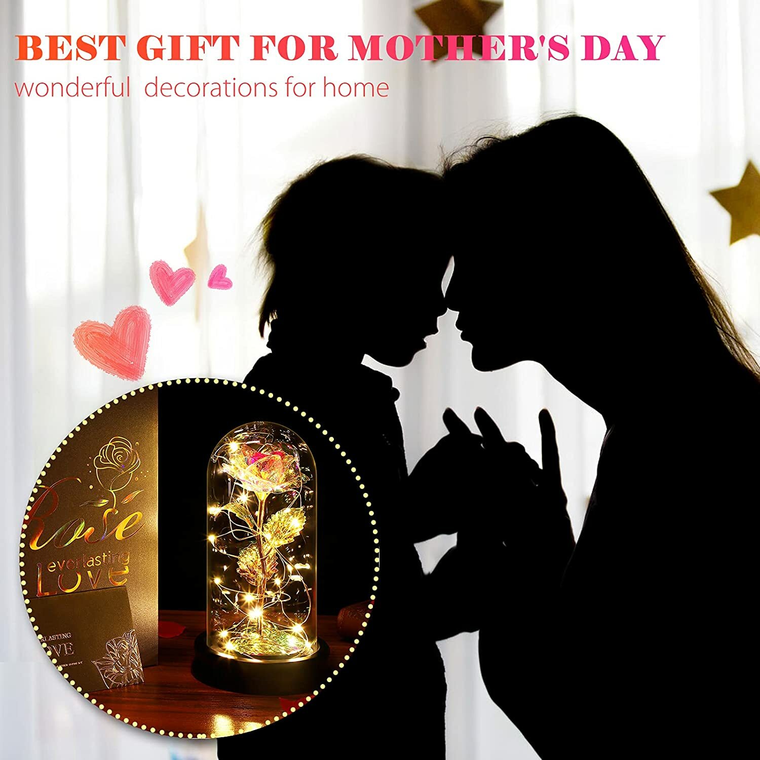 Mother’s Day for Mom Colorful Artificial Flower Rose Led Light String On The Col