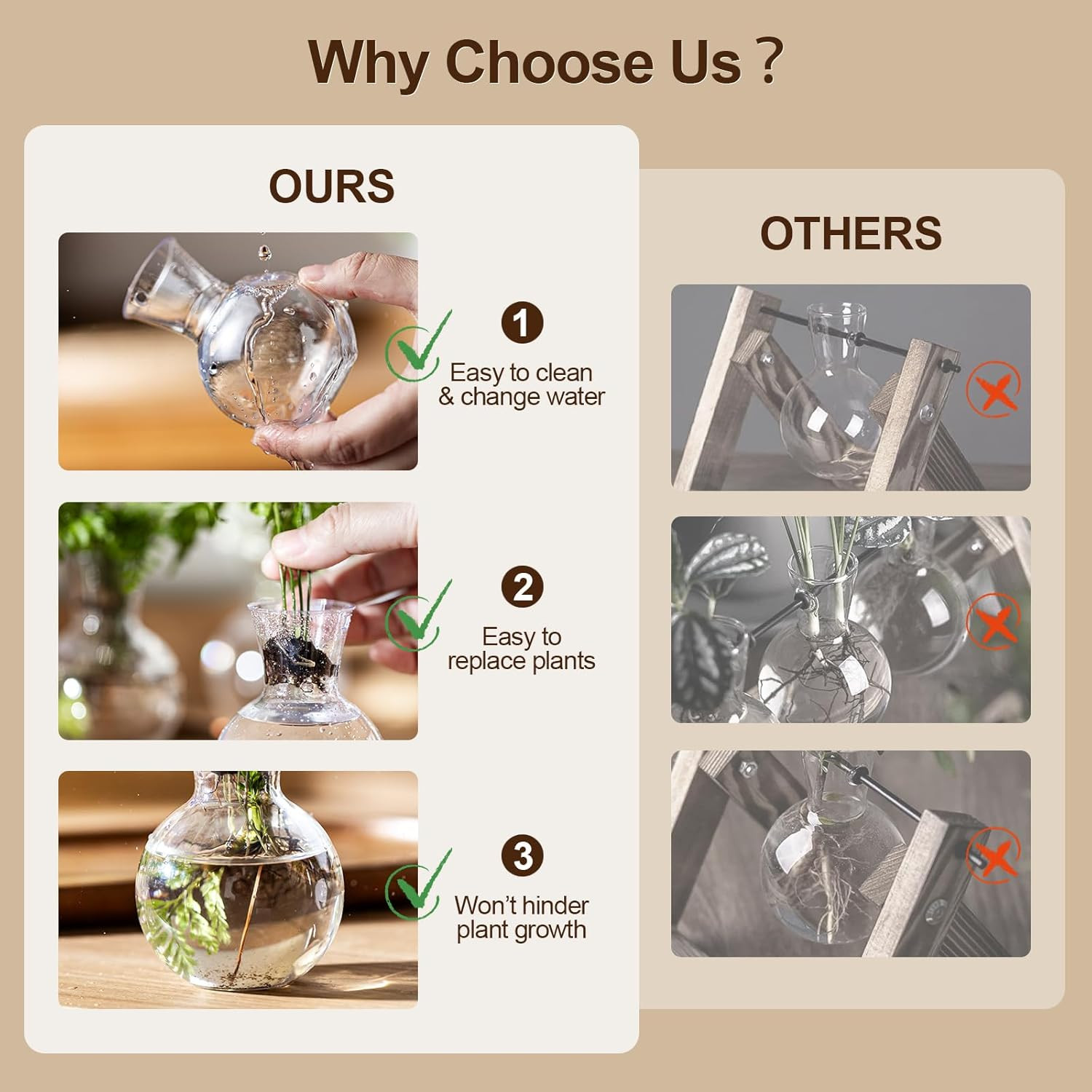 Plastic Propagation Vases (4 Bulbs),Desktop Plant Terrarium for Indoor Plants –