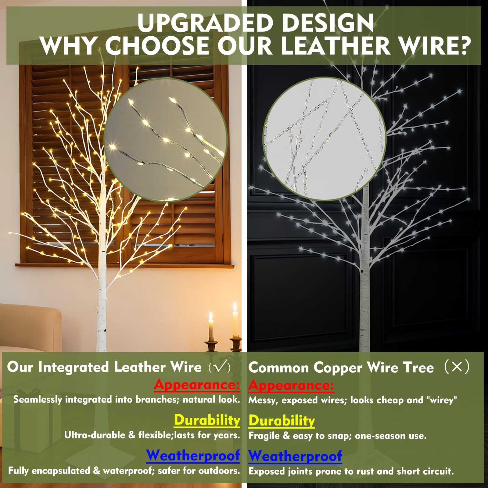 6FT Lighted Twig Birch Tree with Fairy Lights, 260 LED Birch Tree Lights with…
