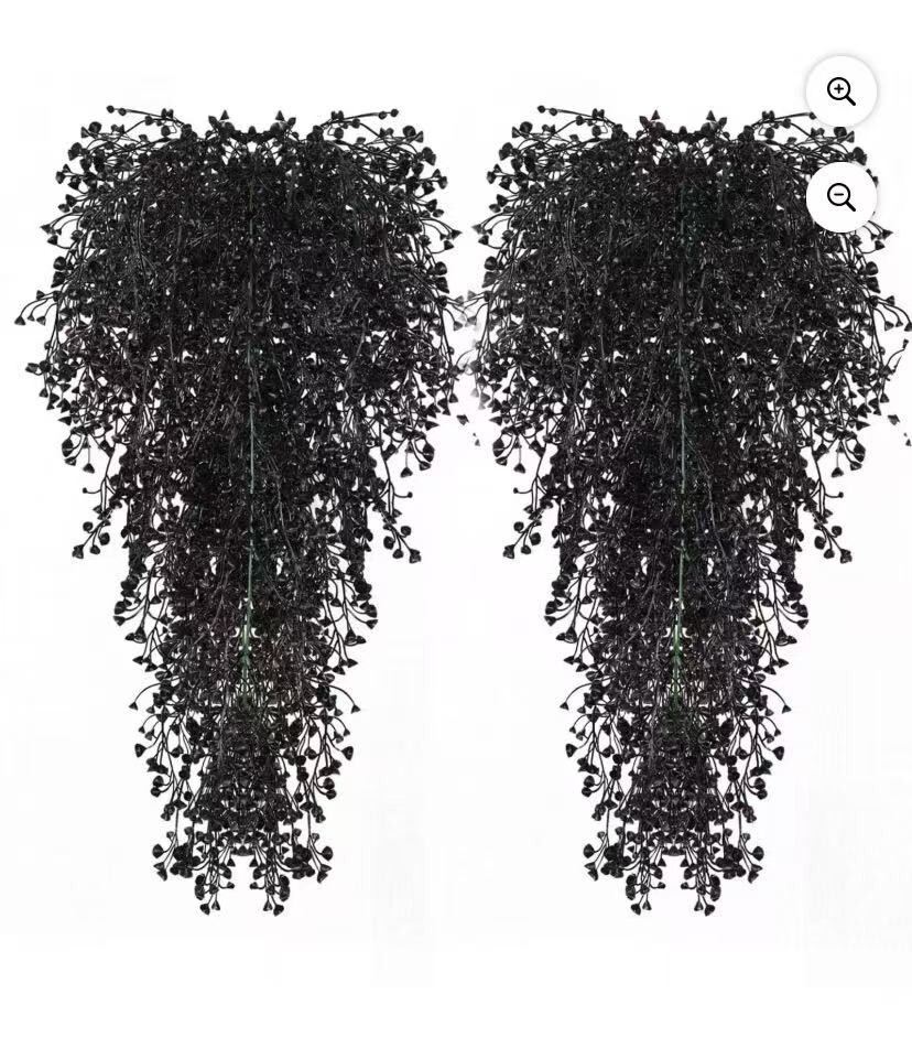 4PCS Decorative Flowers Vine Hanging Artificial Plants Hanging Plant-Black