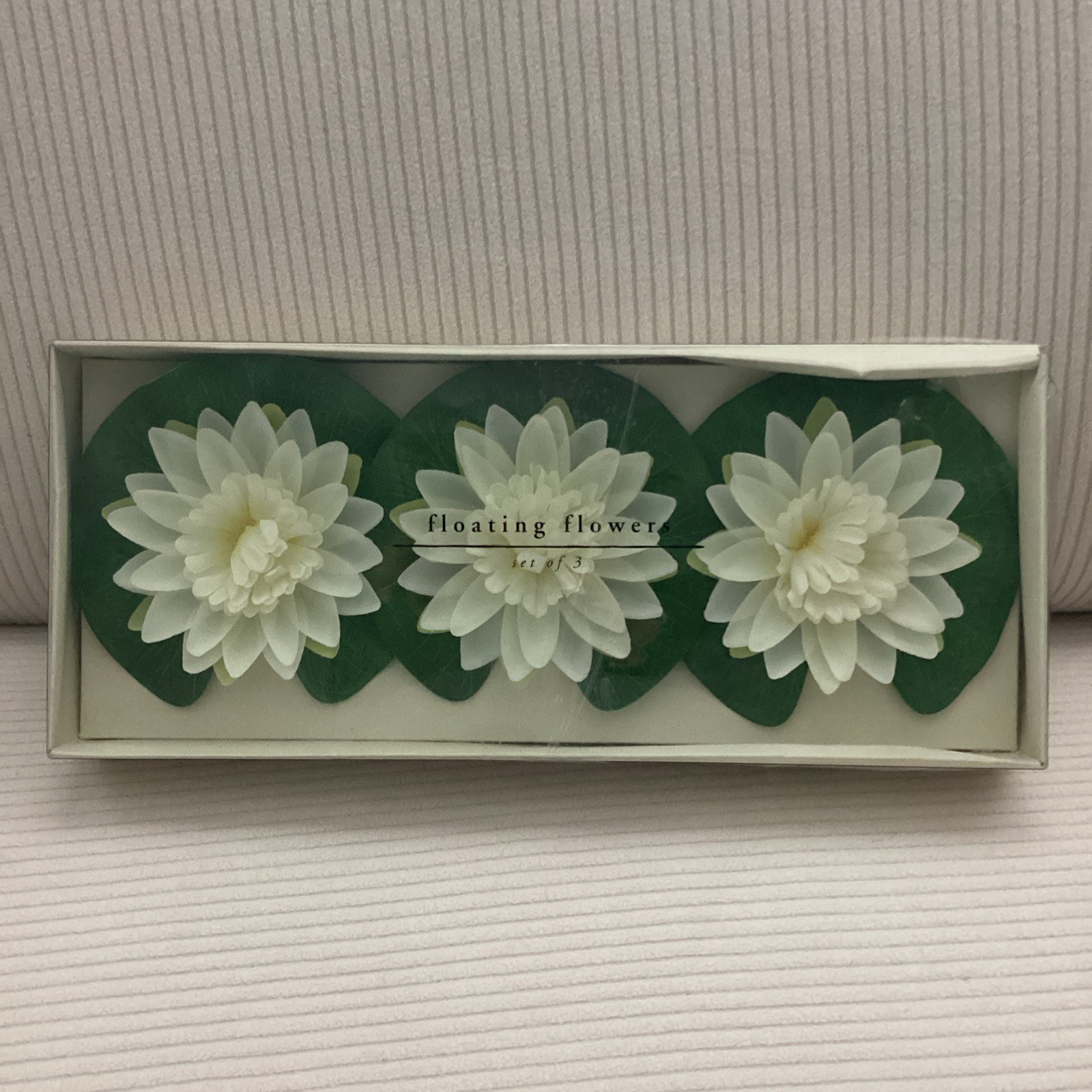 Pier 1 Floating Off White Lotus Flowers Set Of 3, New