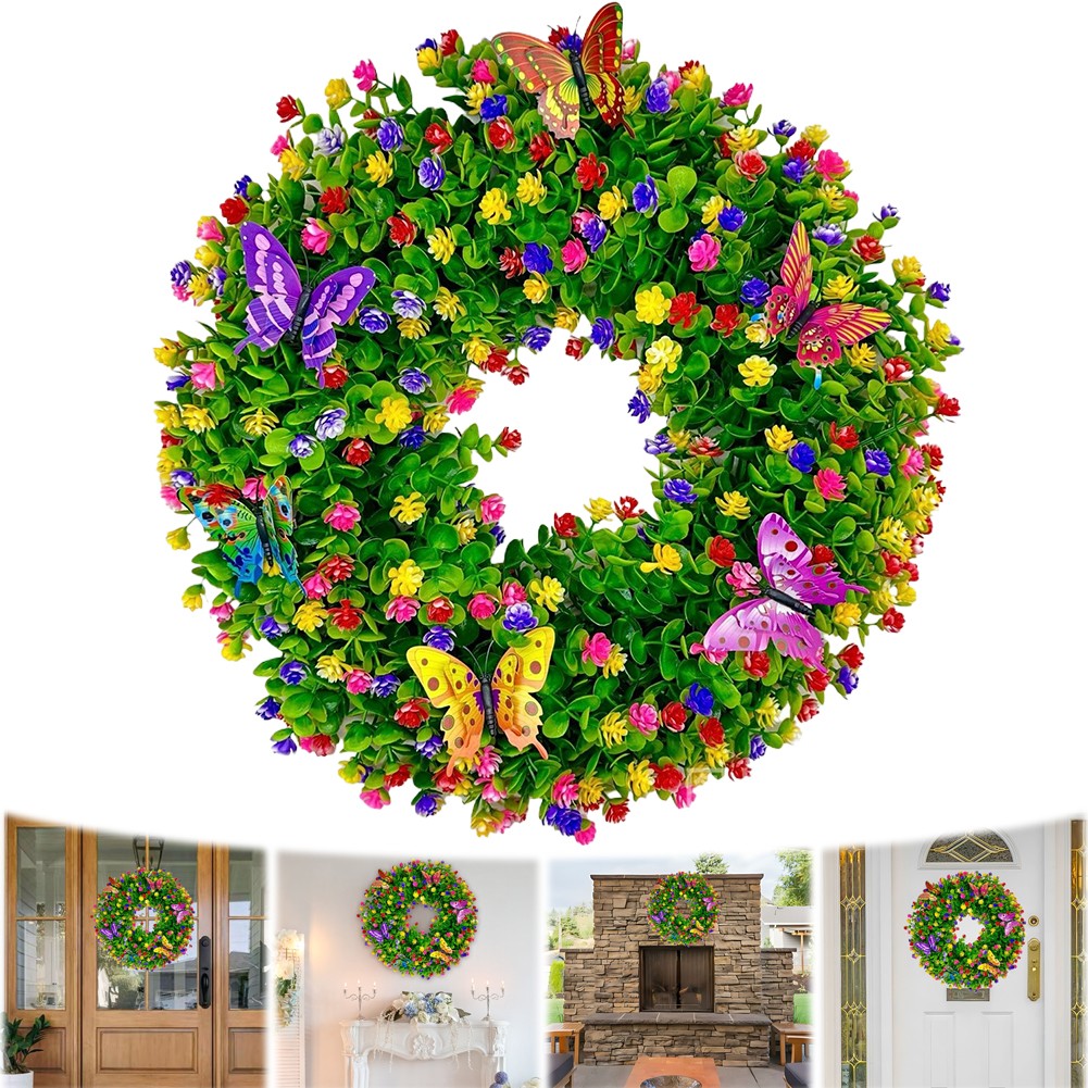 Artificial Eucalyptus Wreaths Butterfly Flower Wreath Eucalyptus Leave Wreaths