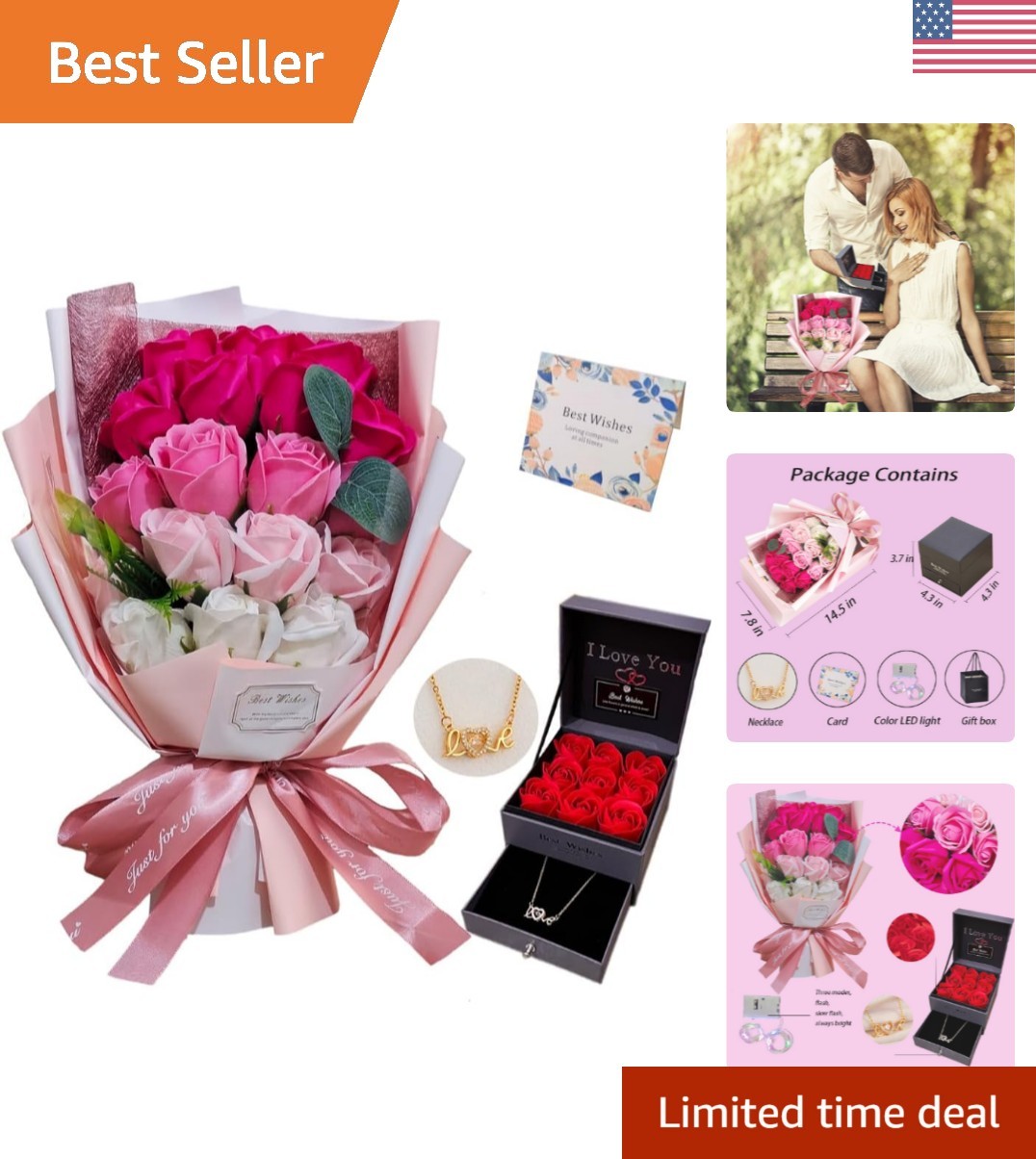 Charming Preserved Flower Bouquet with Holder – Birthday and Anniversary Gift