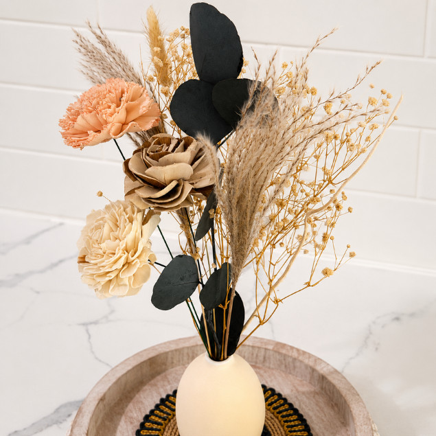 Sola Wood Dry Flower Arrangement Ceramic Vase Boho Rustic Home Decor Centerpiece
