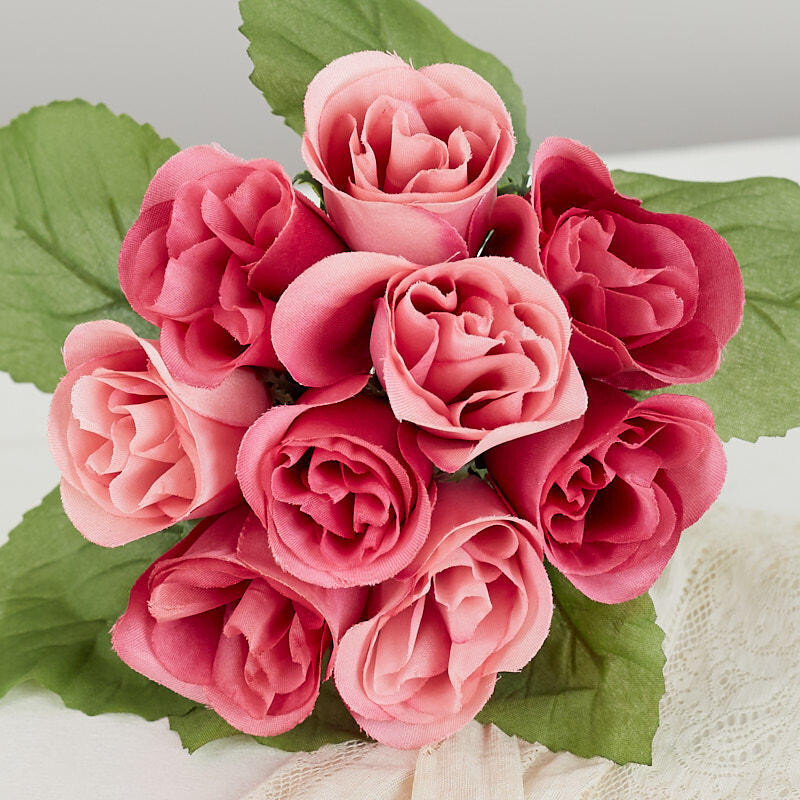 Set of 2 Mauve Pink Artificial Rose 9-1/2″ Floral Bundles