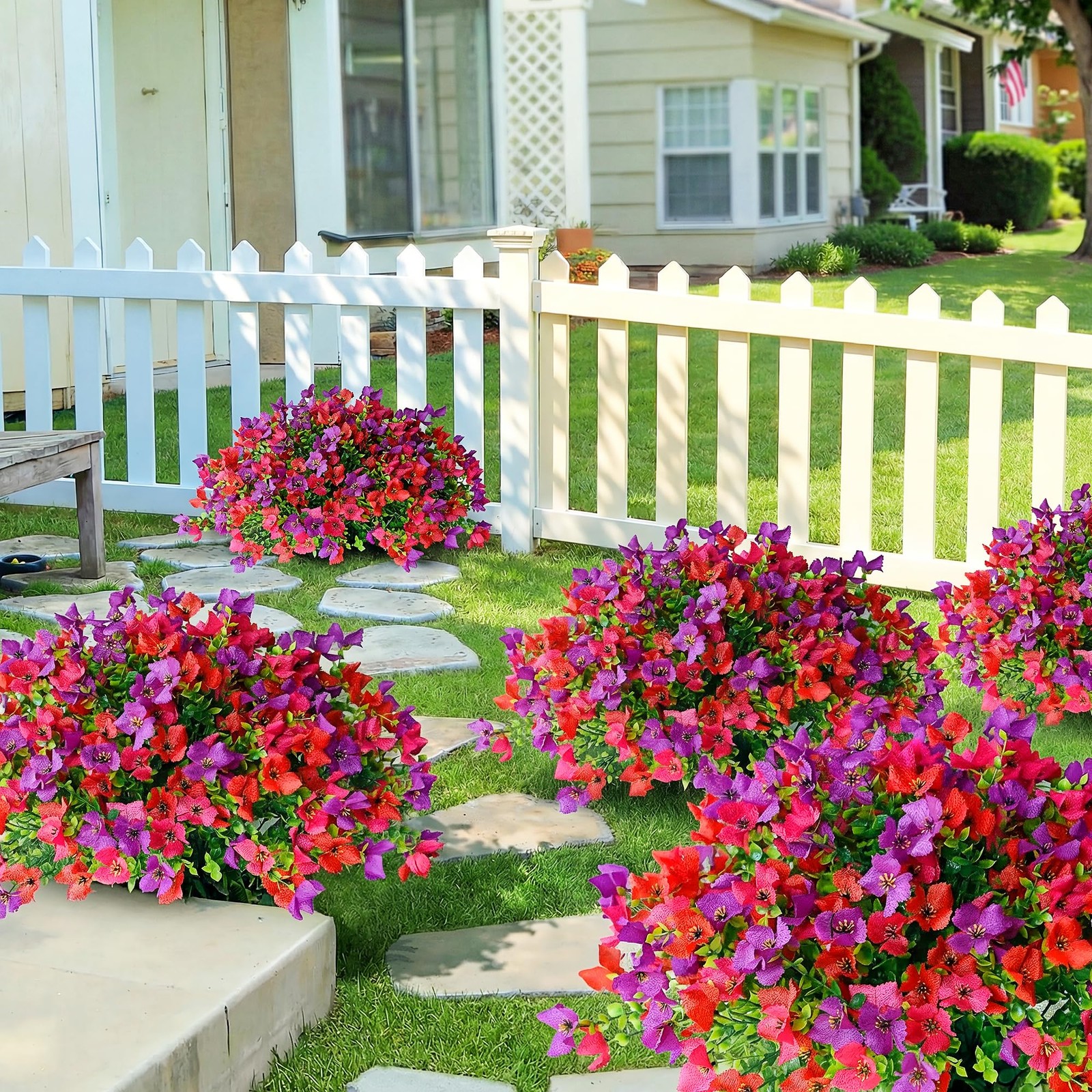 12Pcs Artificial Outdoor Flowers for Outdoors, Faux Silk Realistic Plants Shr…