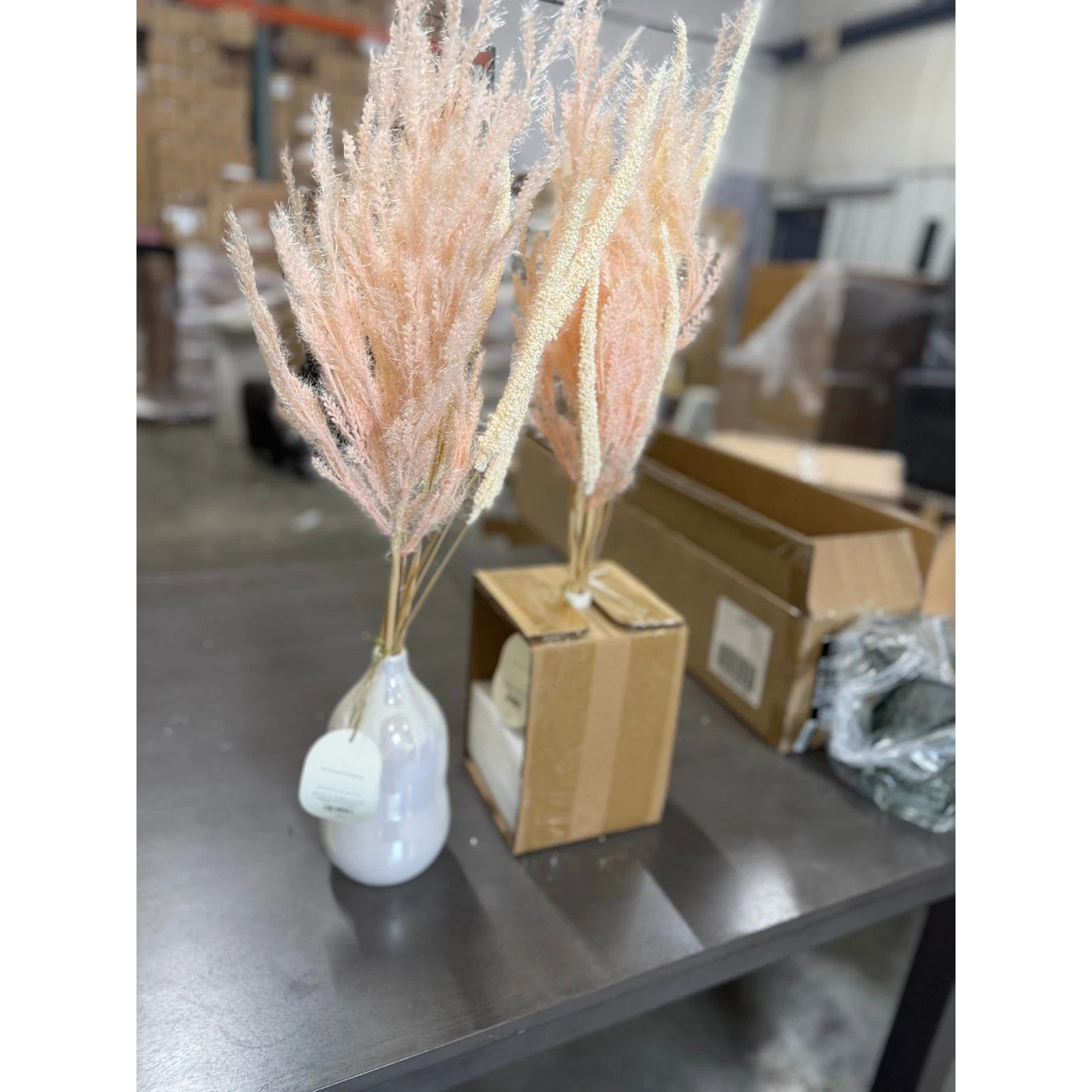 Threshold Set of 2 Wheat & Foxtail Luxe Pink Pampas Arrangement & Ceramic Vase