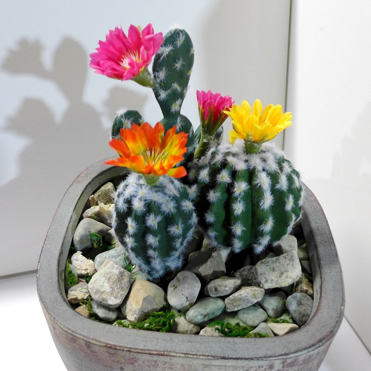 Artificial Plants Cactus Yellow Flower Flocking Succulents Grass (#122)