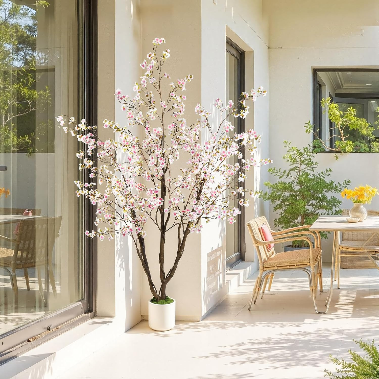 6FT Artificial Cherry Blossom Tree with Pot – Pink Faux Plant for Home Decor