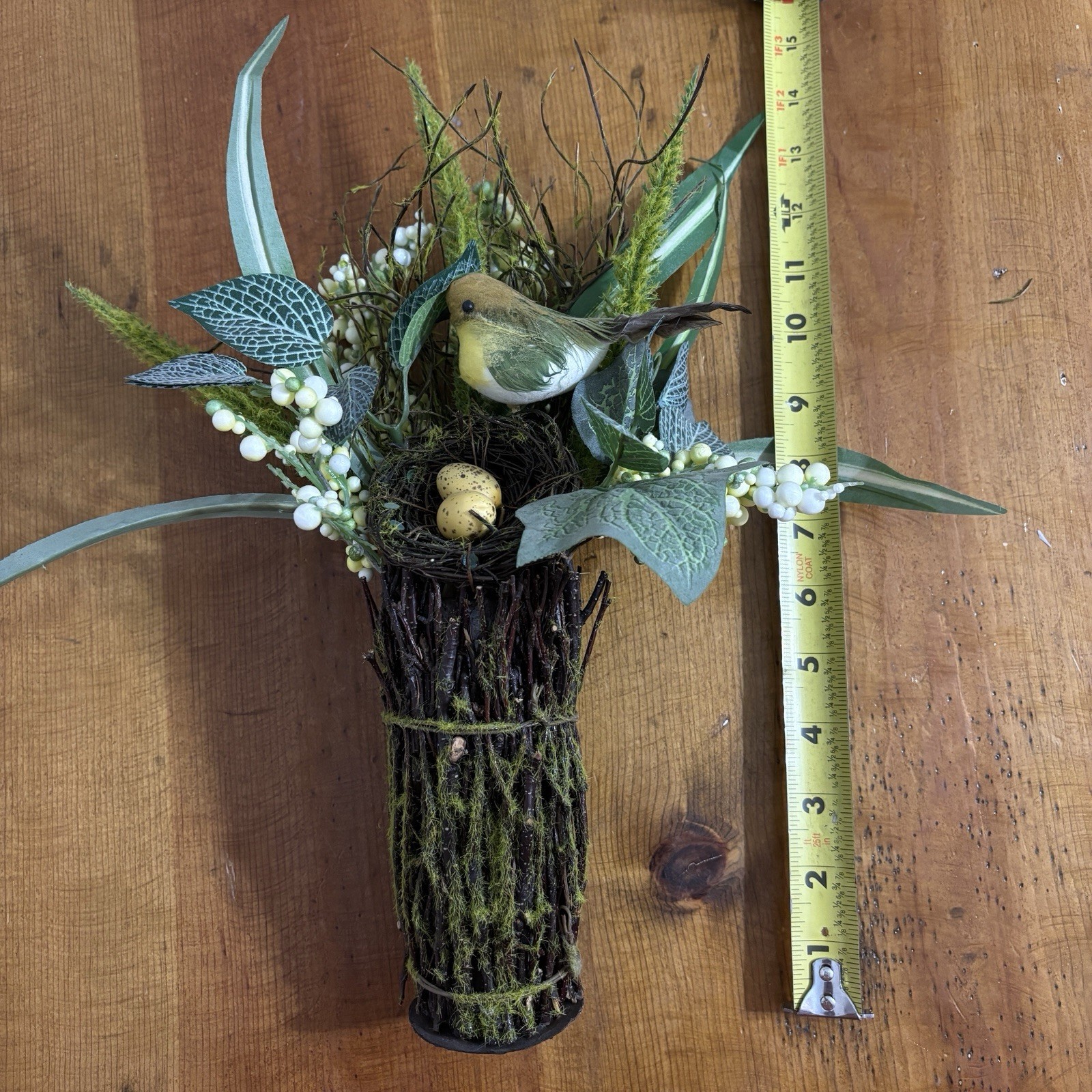 Artificial Grapevine Table Top Bird w Nest & Greenery Decor 14” tall
