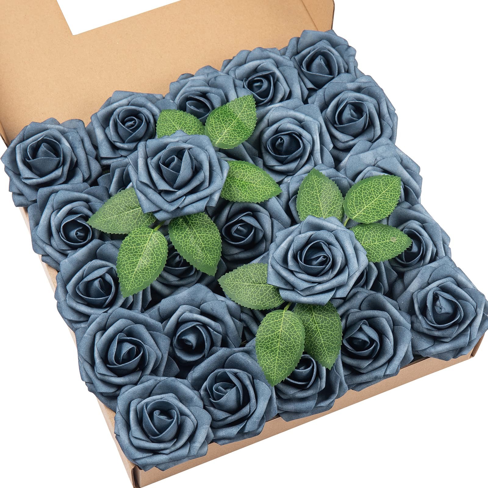 25Pcs Artificial Roses Flowers Fake Roses with Stems Real Touch Foam Flowers …