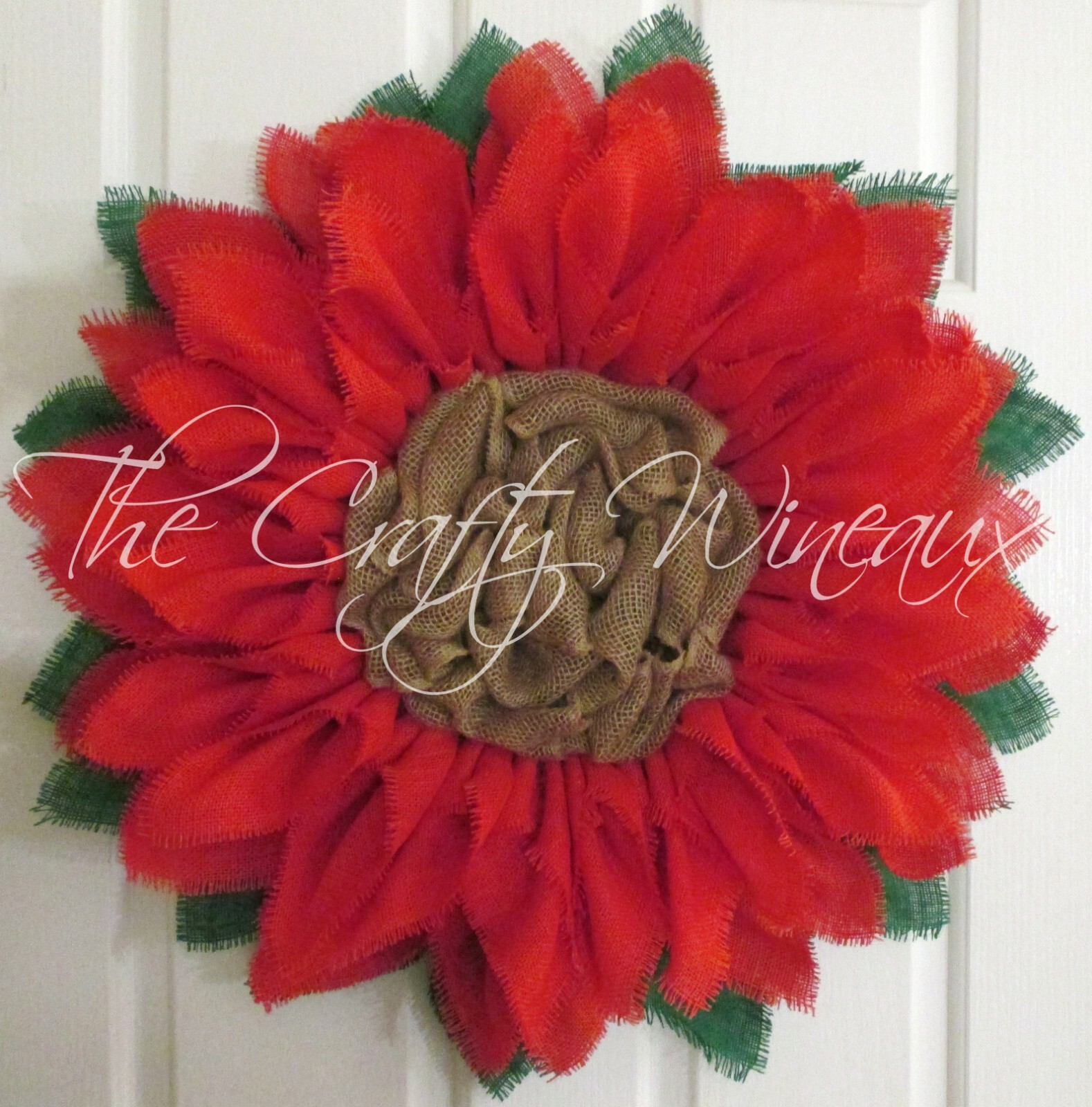The Crafty Wineaux – Extra Thick 25″ Rich Coral Pink Burlap Sunflower Wreath
