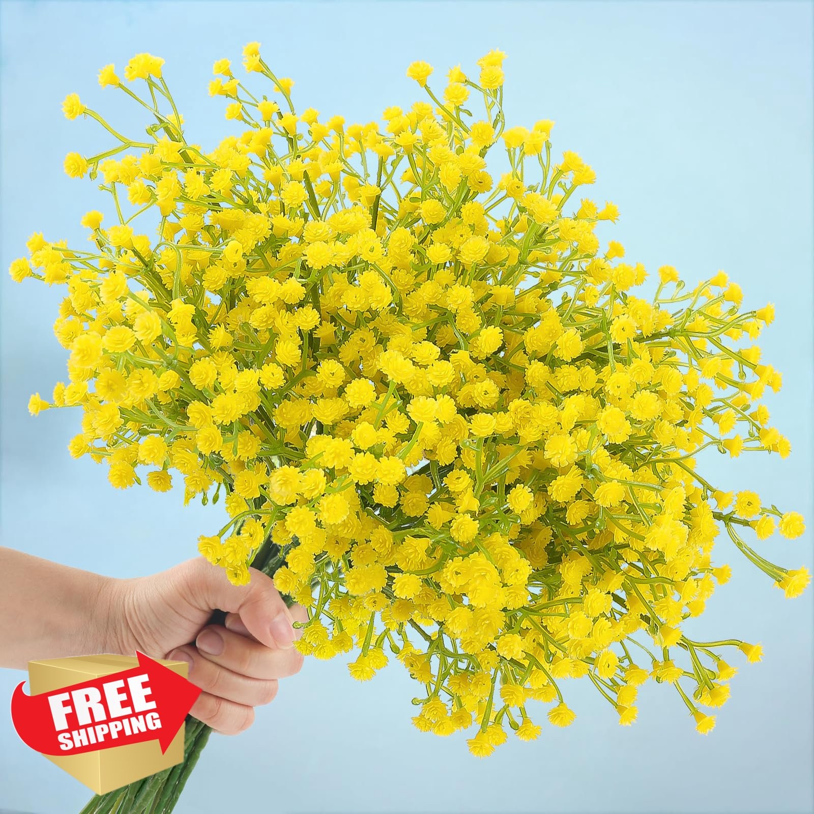 NandT NIETING 24pc Yellow Babys Breath Artificial Flowers Bulk