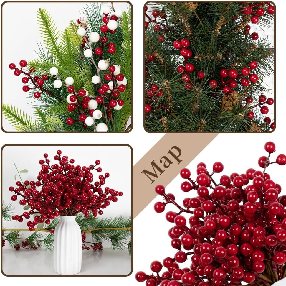 32 piezas decoracion navidena ramas bayas rojas artificiales 6.5in hogar DIY