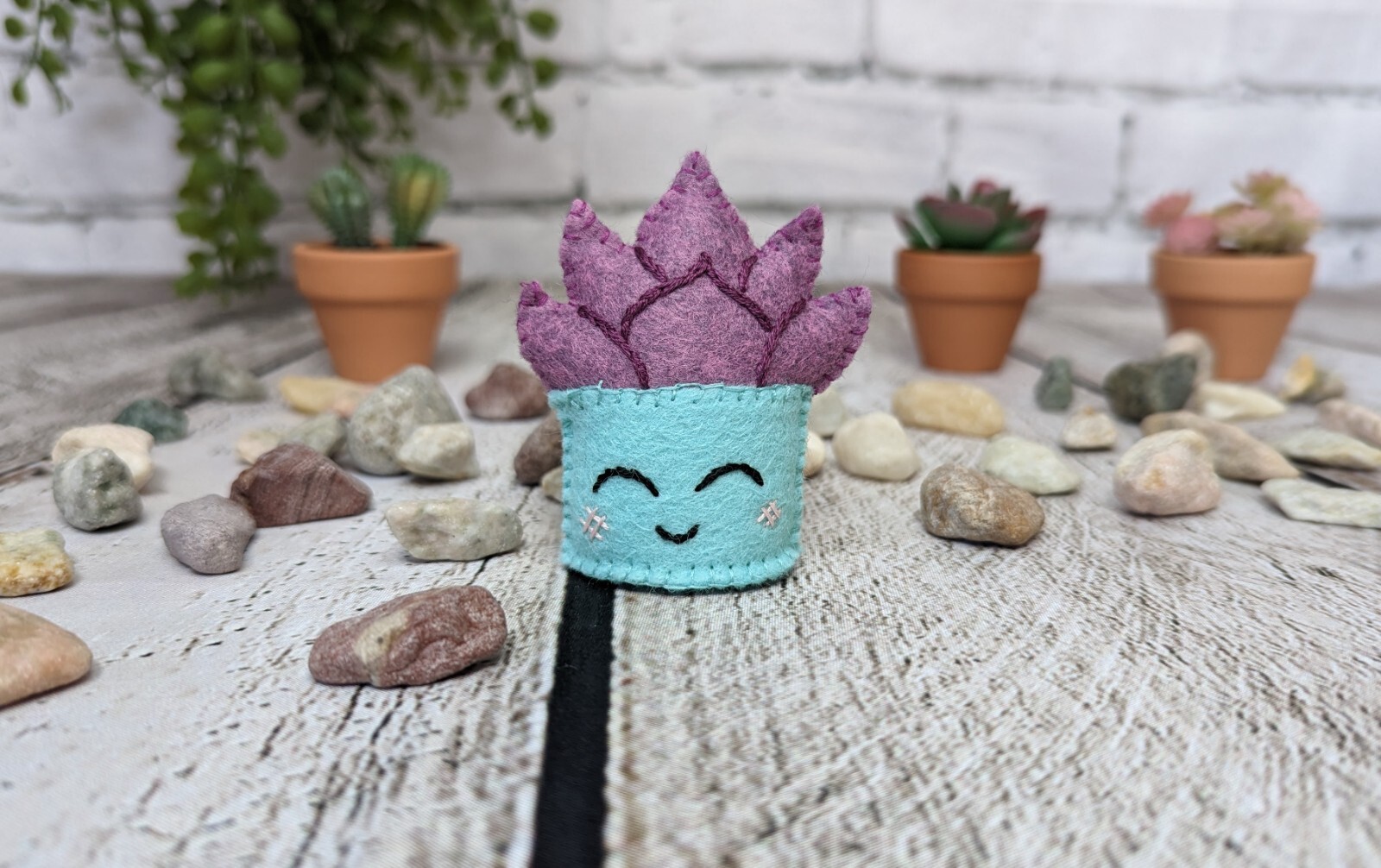 Assorted Colors and Types, Felt Faux Succulents Décor, USA Handmade, Sewn