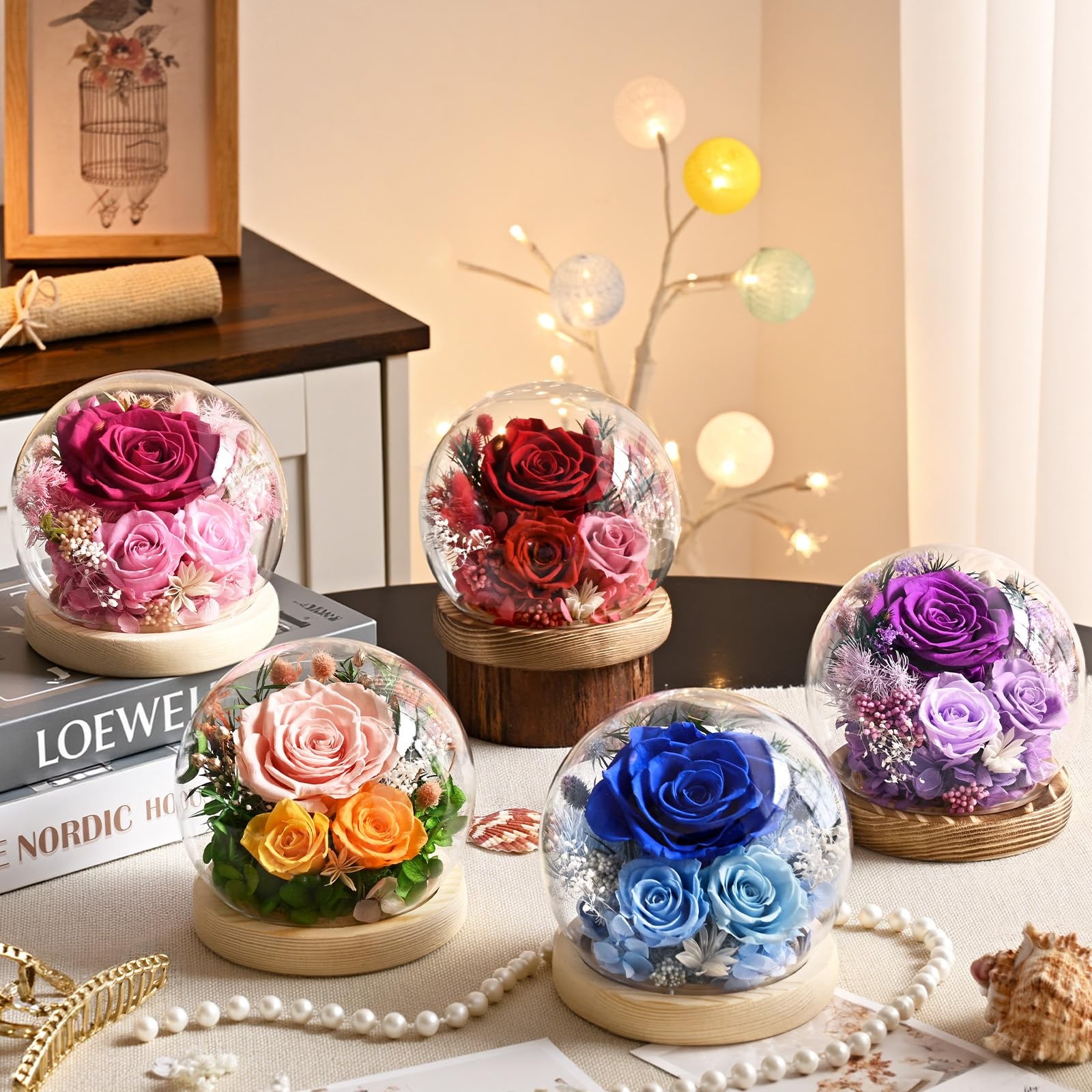 Flowers for Delivery , Forever Fresh Preserved Flowers in Glass Dome, Eternal…