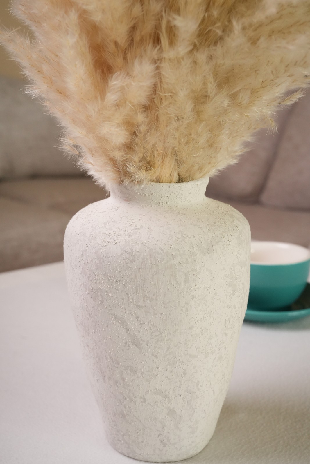 22-Inch Pampas Grass Arrangement in Natural Ceramic Vase for Modern or Boho Spac