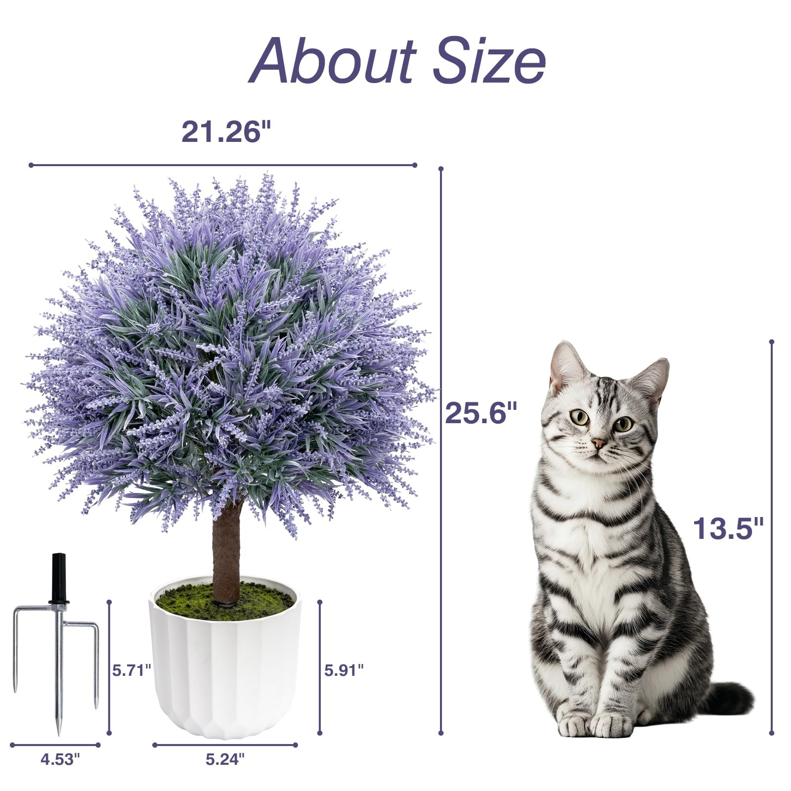 LuceAlberi 25.6″ Artificial Lavender Topiary Ball with Pots, Rust-Proof Coate…