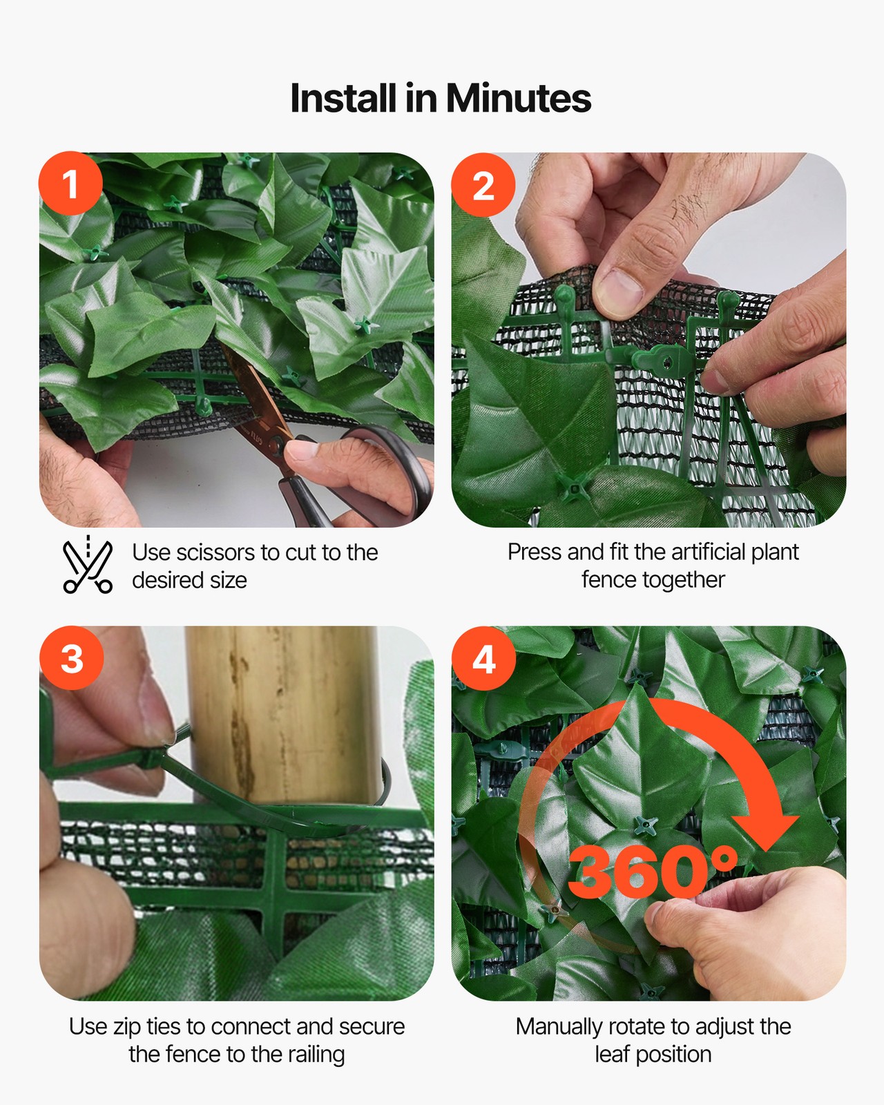 VEVOR 96″x72″ Artificial Faux Ivy Leaf Privacy Fence Screen Decor Panel Hedge