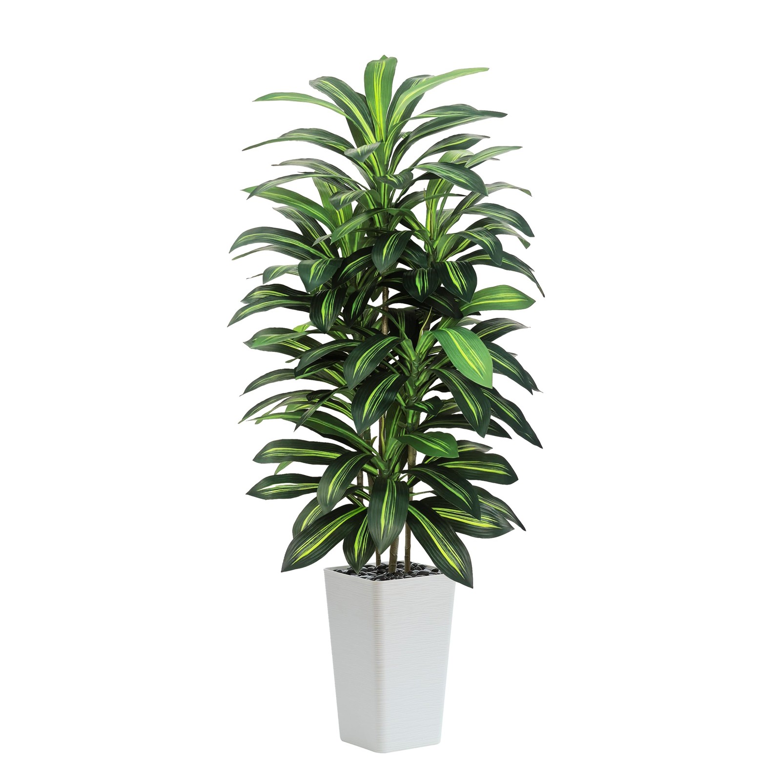 Artificial Dracaena Tree Indoor, 5FT Tall Fake Floor Plants with White Plante…