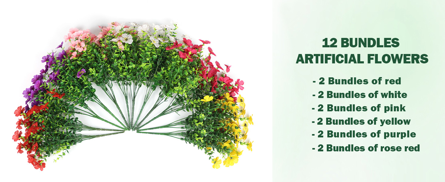 Realistic Artificial Outdoor Flowers UV-Resistant Plastic Fade Resistant Flowers