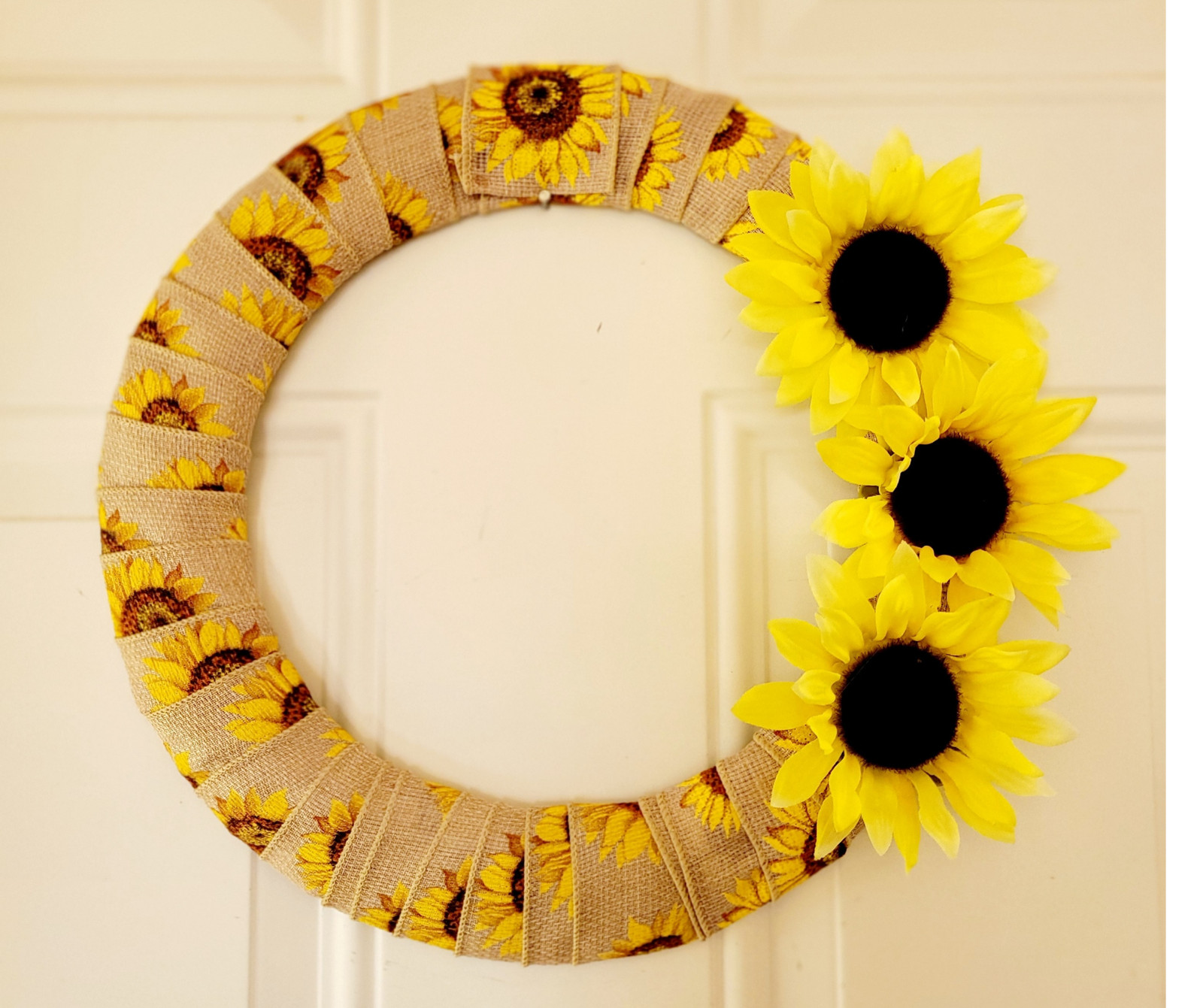 Yellow Sunflower Burlap Wrap Wreath, Sunflower Home Décor