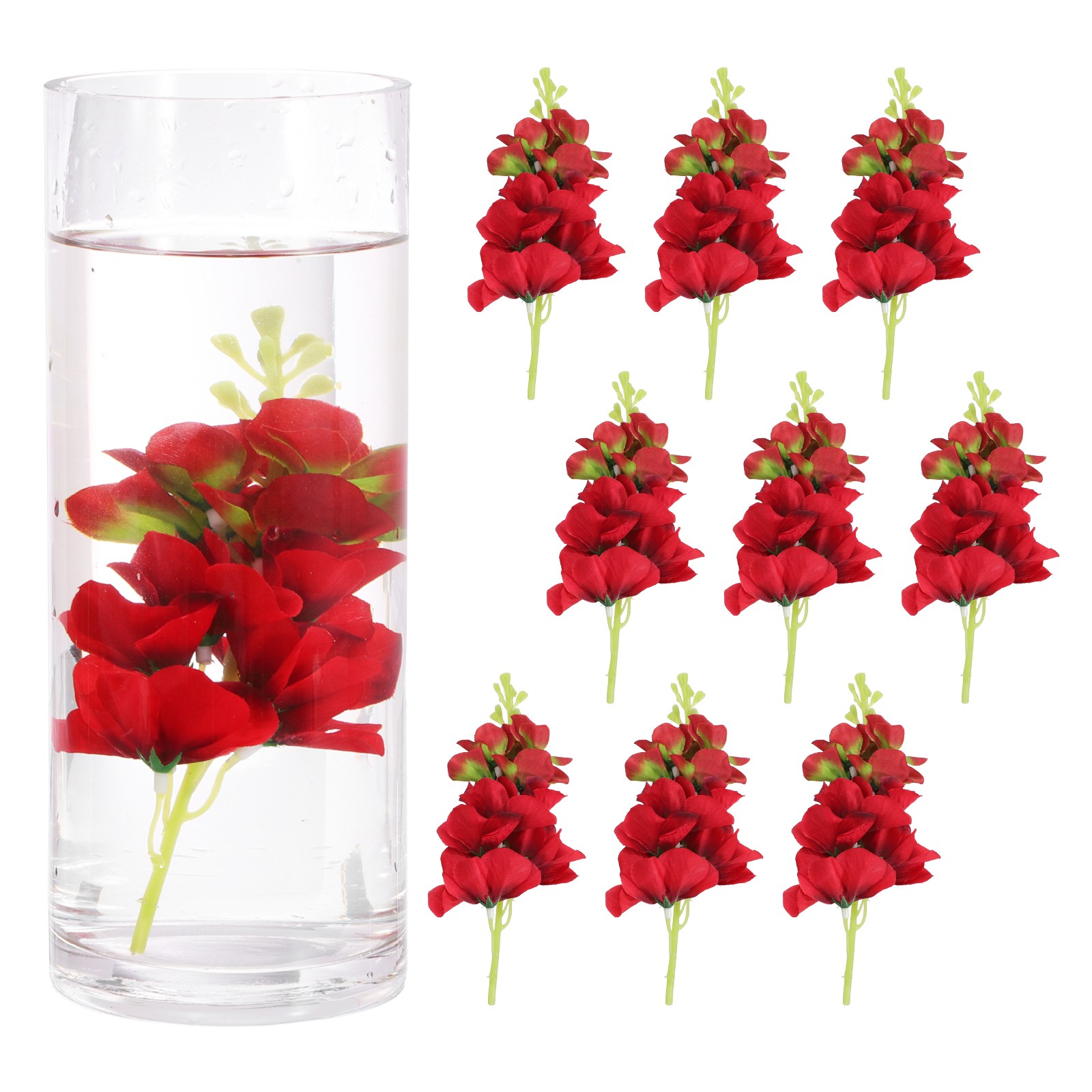 10Pcs Floating Flowers for Centerpieces Artificial Hydrangea Red