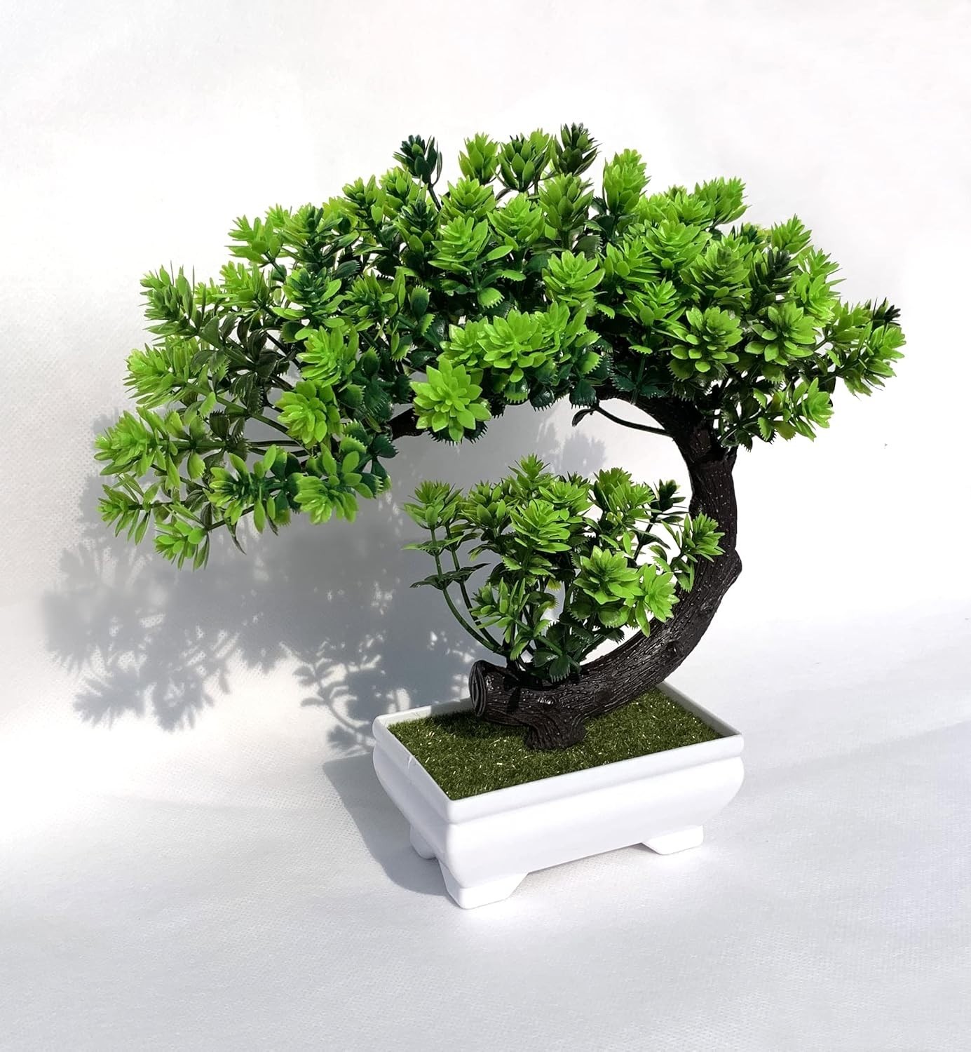 Chic Green Artificial Bonsai Tree for Effortless Home or Office Decor – 8.5”