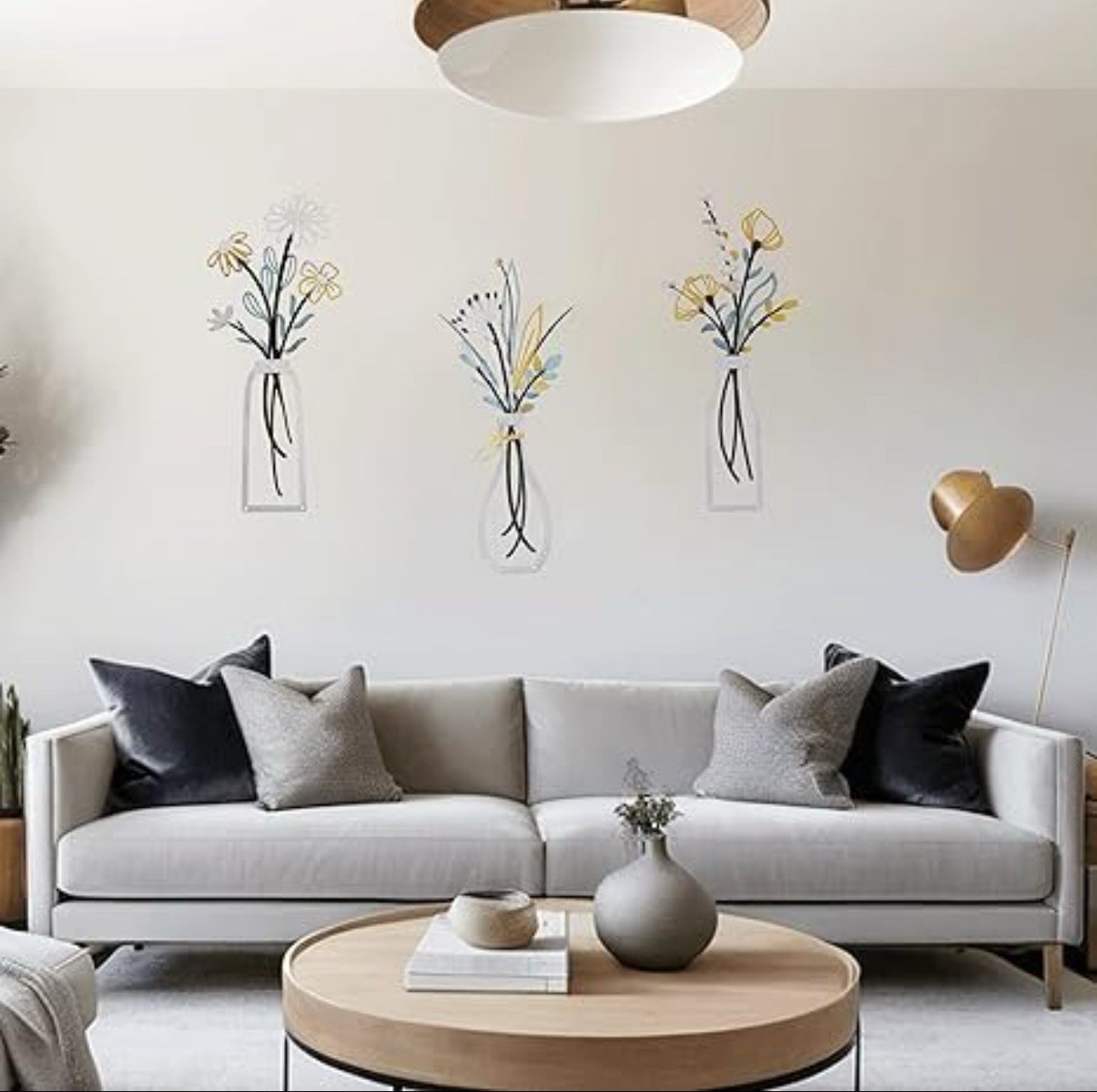 3pcs Metal Flower Wall Decor for Bathroom Living Room Kitchen Bedroom Dining