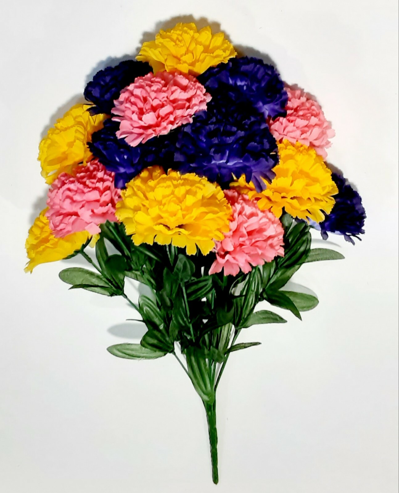Yellow Purple & Beauty 3.5″ Carnation 20″ Lg Bush Silk Flower Home In/Outdoor US
