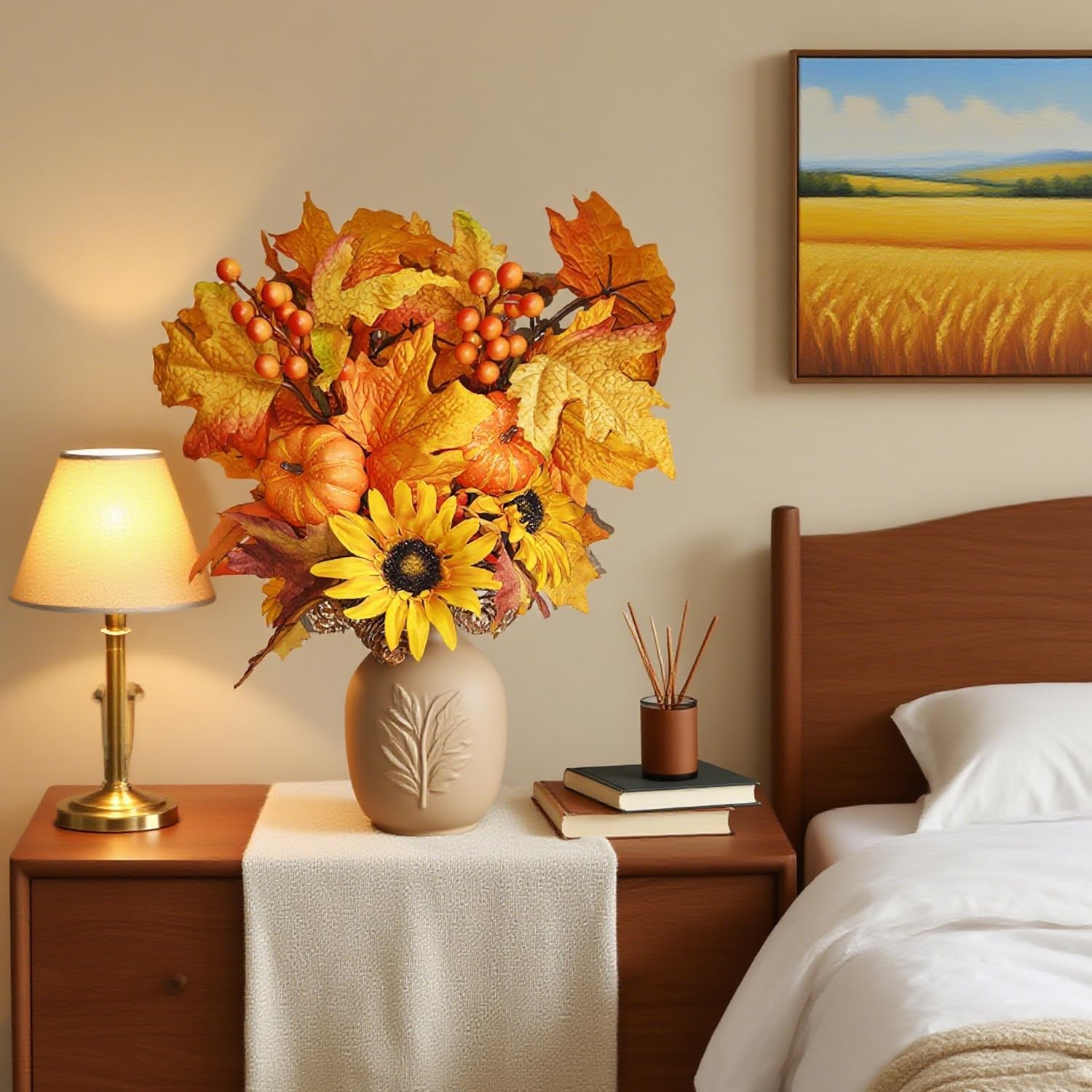 Fall Flowers Artificial for Decoration,16.9 In Fall Floral Stems Picks with P…
