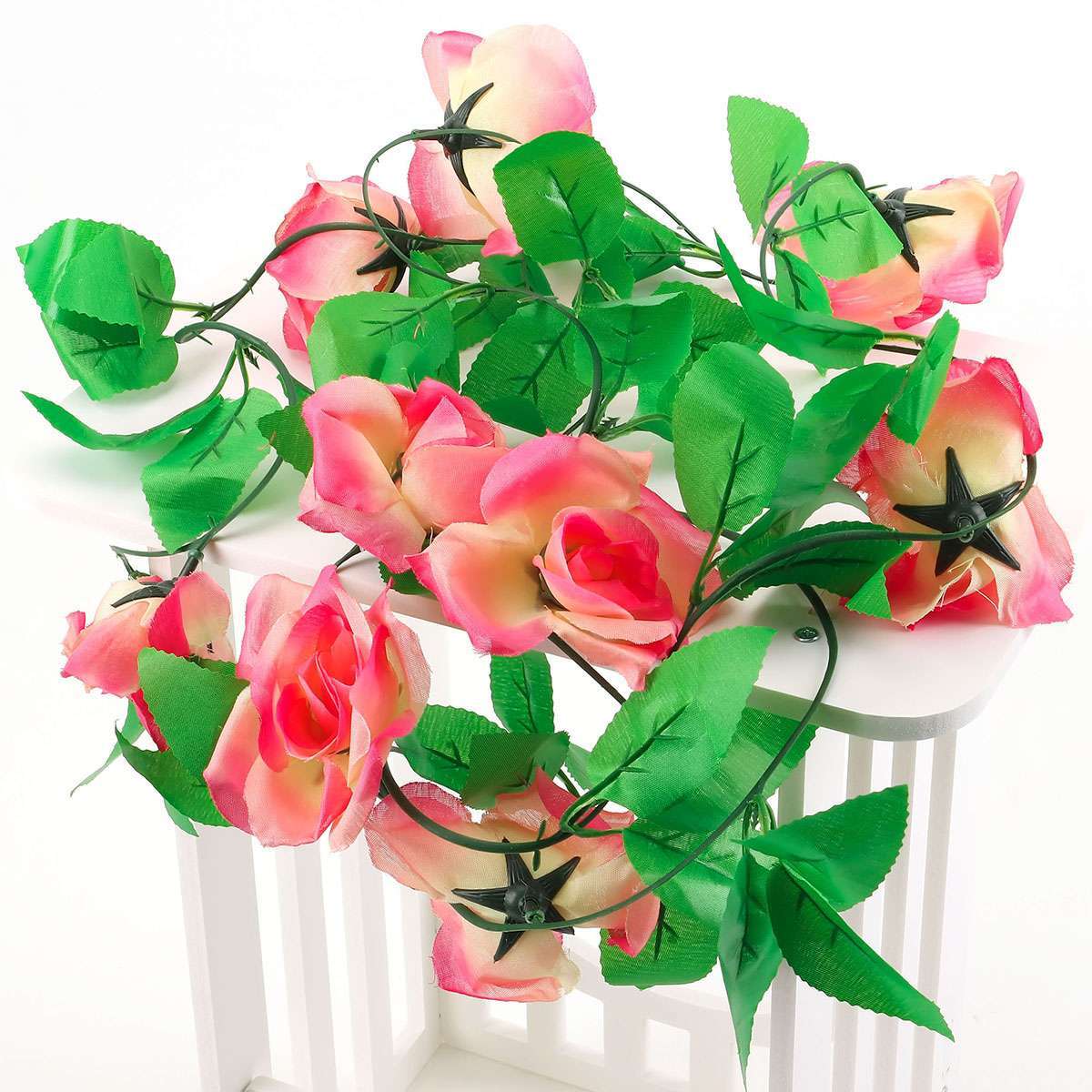 3Pack 7.5Ft Flower Garland Fake Rose Vine Artificial Flower Hanging Ivy Floral