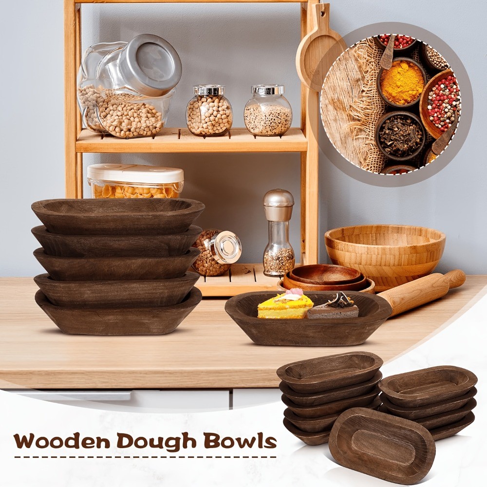 12/8/4pcs Bulk Hand-Carved Paulownia Wood Bowls Suitable for Candle Making